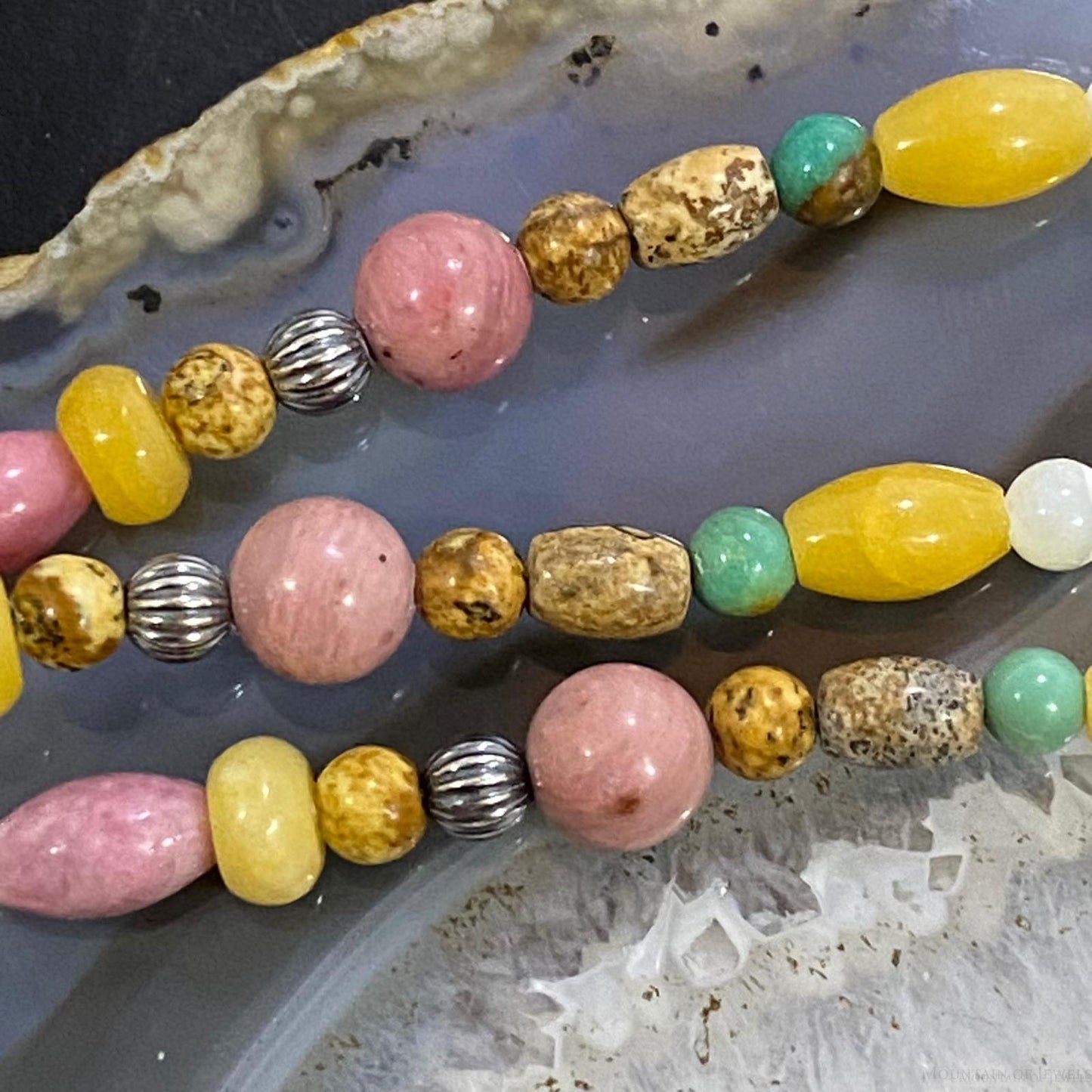 Carolyn Pollack Sterling Silver 3-Strand Multi Gemstone Bead Necklace For Women
