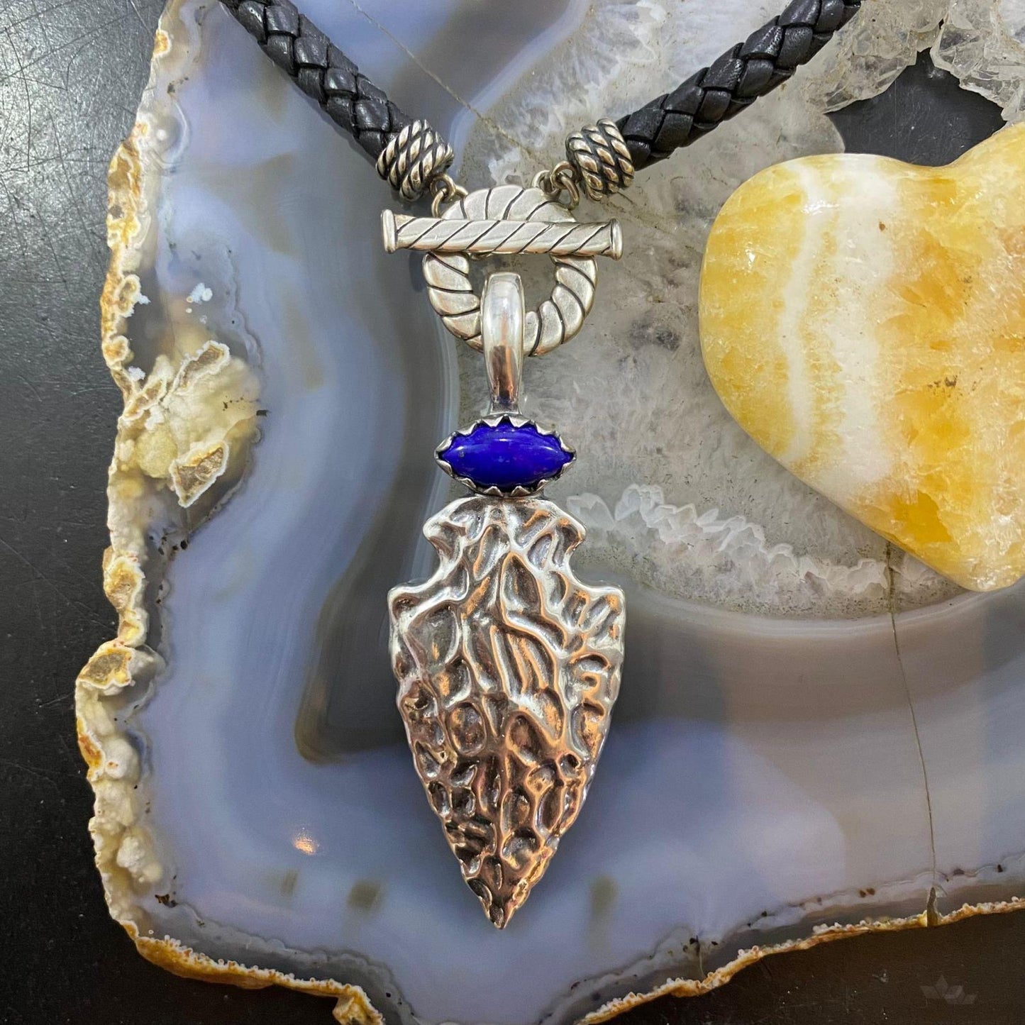 Carolyn Pollack Southwestern Style Sterling Silver Lapis Arrowhead Enhancer Pendant For Women