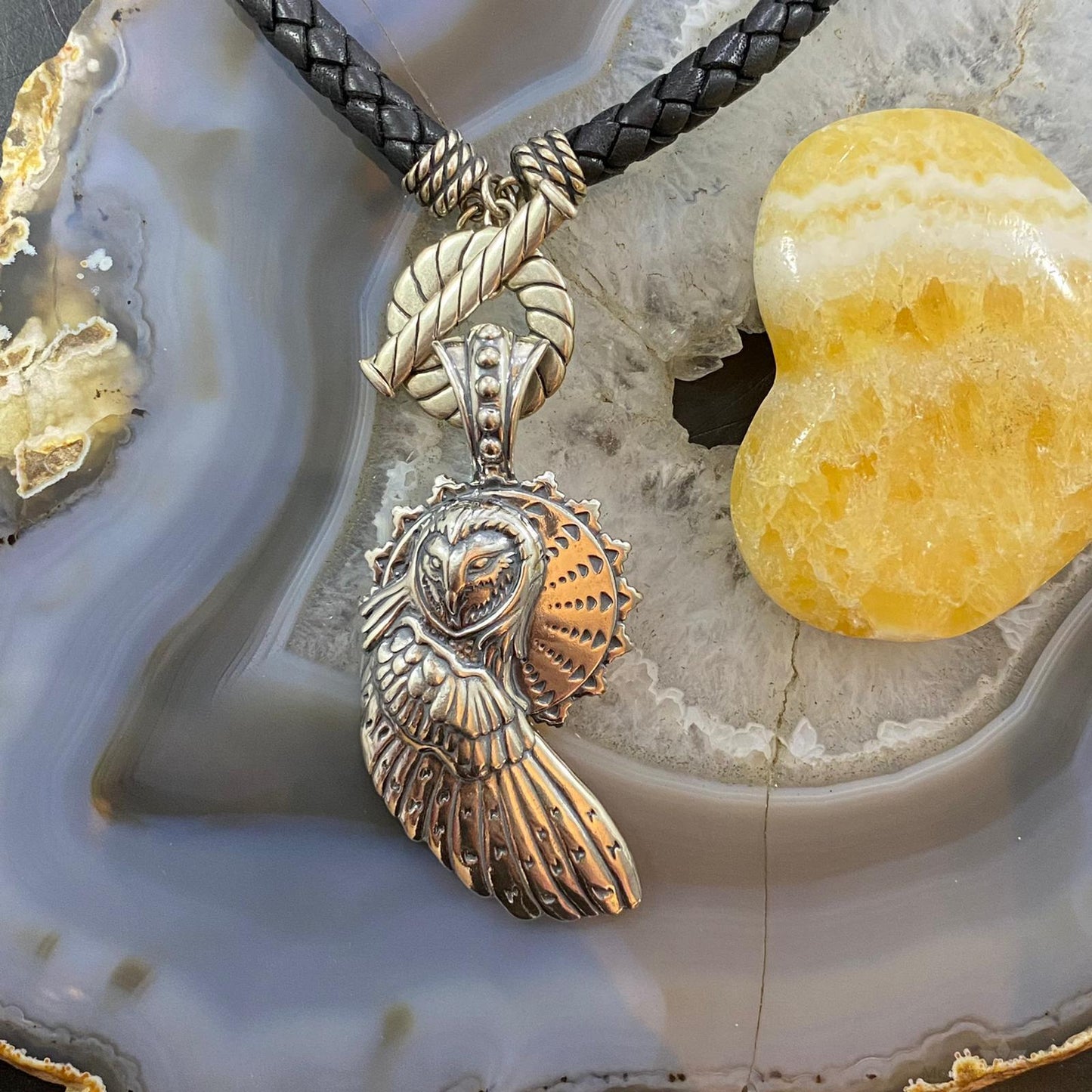 Carolyn Pollack Southwestern Style Sterling Silver Owl Enhancer Pendant For Women