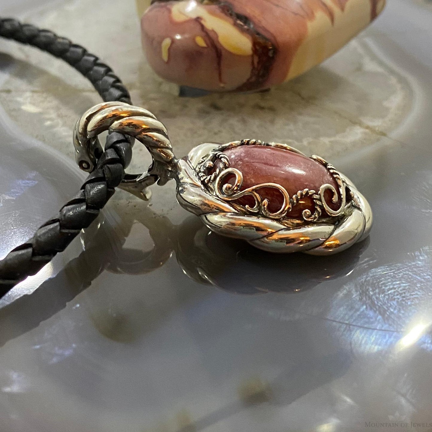 Carolyn Pollack Sterling Silver Rhodonite Decorated Enhancer Pendant For Women
