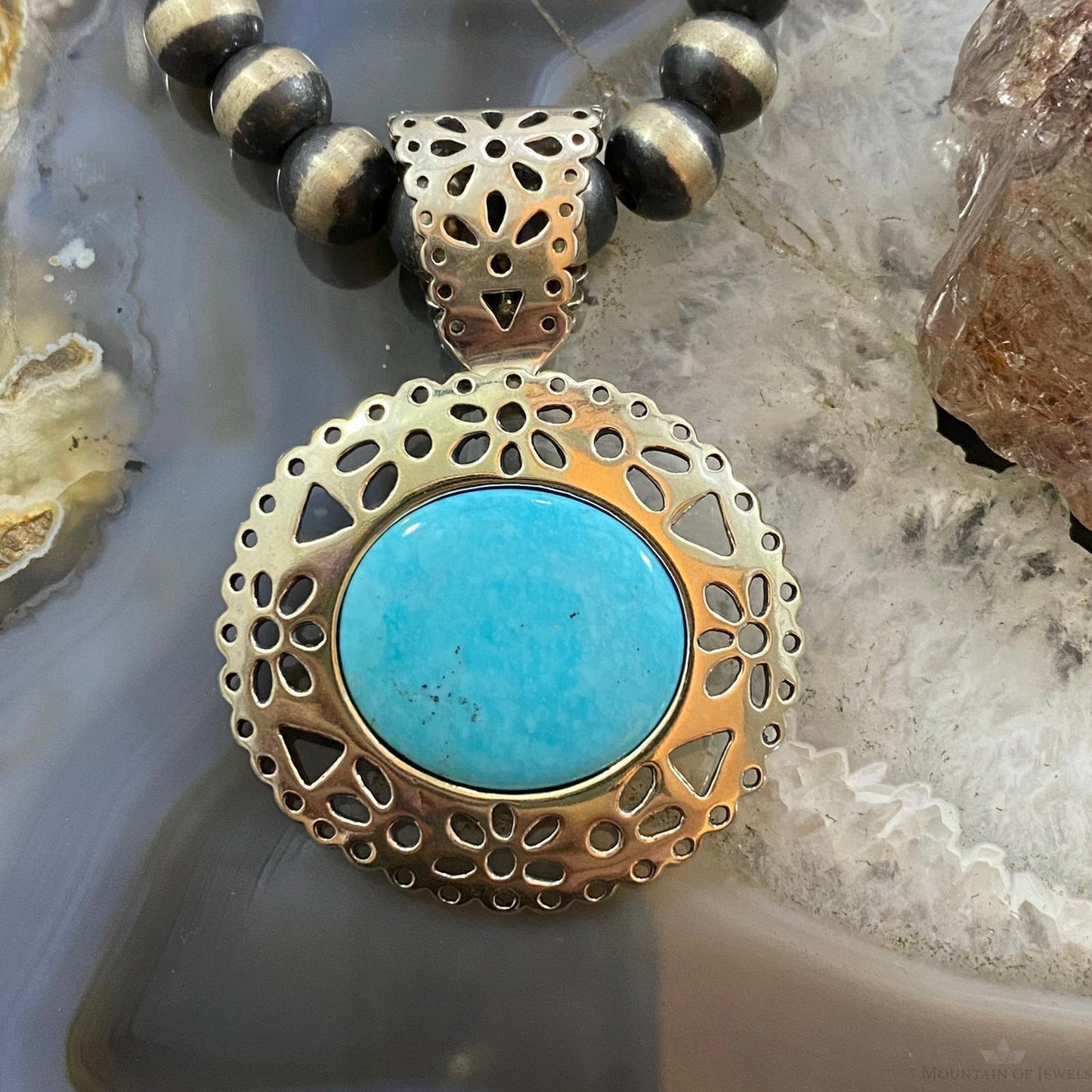 Carolyn Pollack Southwestern Style Sterling Silver Oval Turquoise Pendant/Brooch For Women