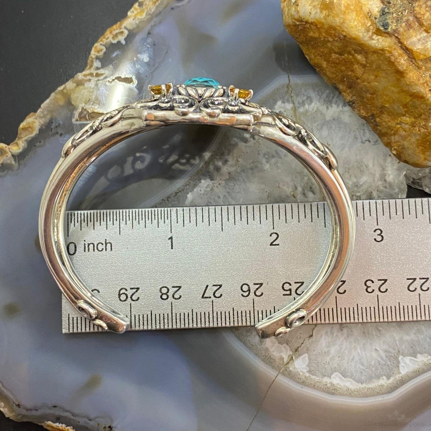 Carolyn Pollack Sterling Silver Multi Gemstone Doublet Decorated Bracelet For Women
