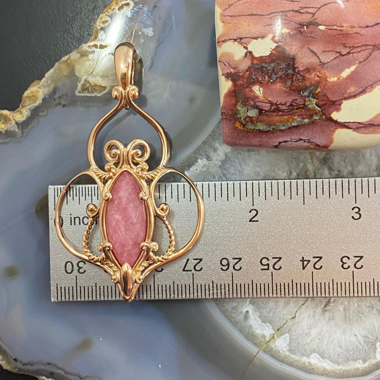Carolyn Pollack Brass Marquise Rhodonite Doublet Enhancer Pendant For Women