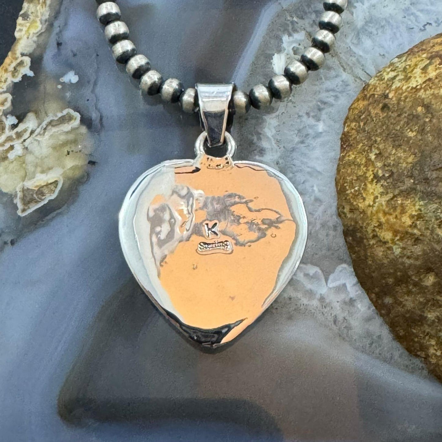 Native American Sterling Silver Wild Horse Heart Pendant For Women #4