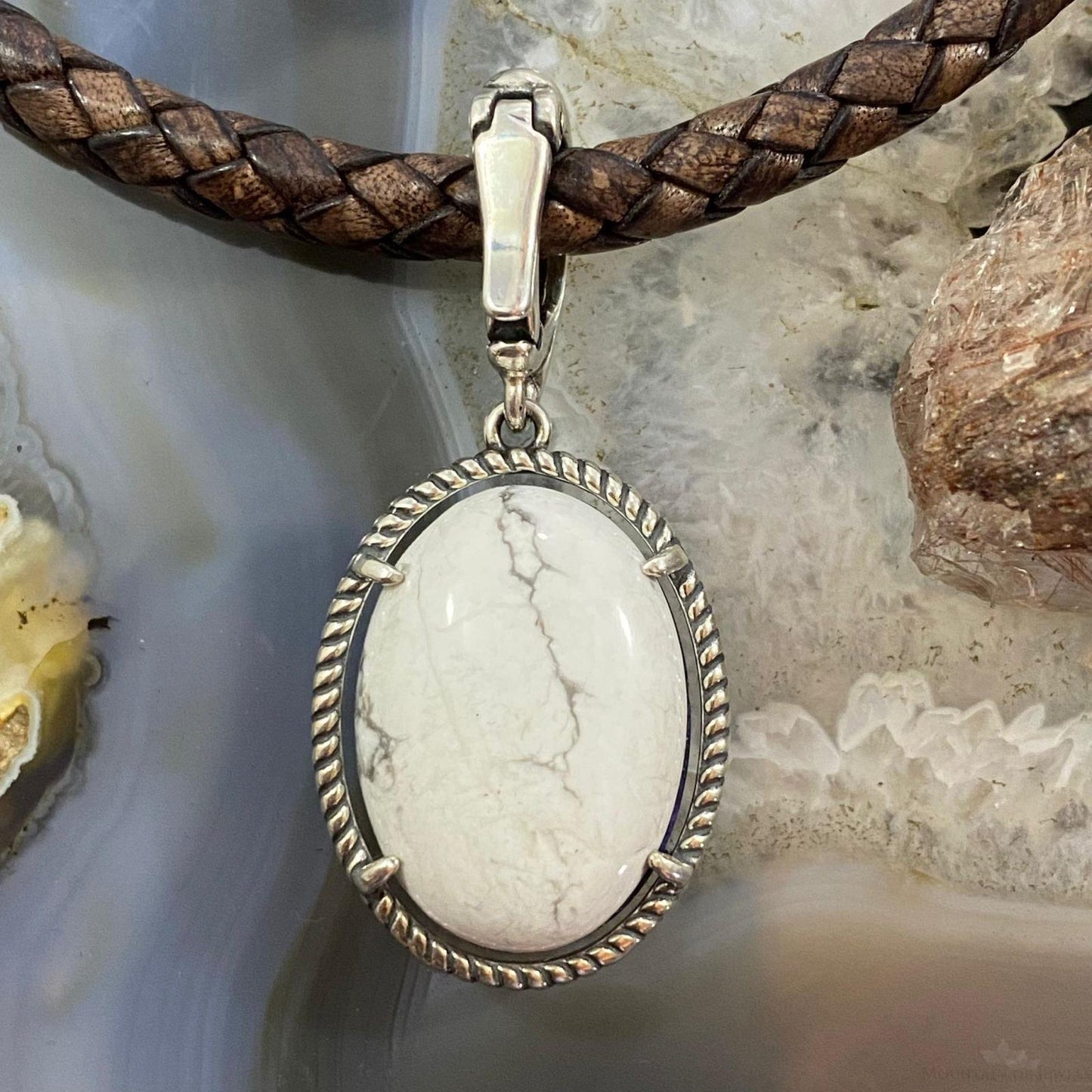 Carolyn Pollack Sterling Silver Sodalite & Howlite Reversable Enhancer Pendant For Women