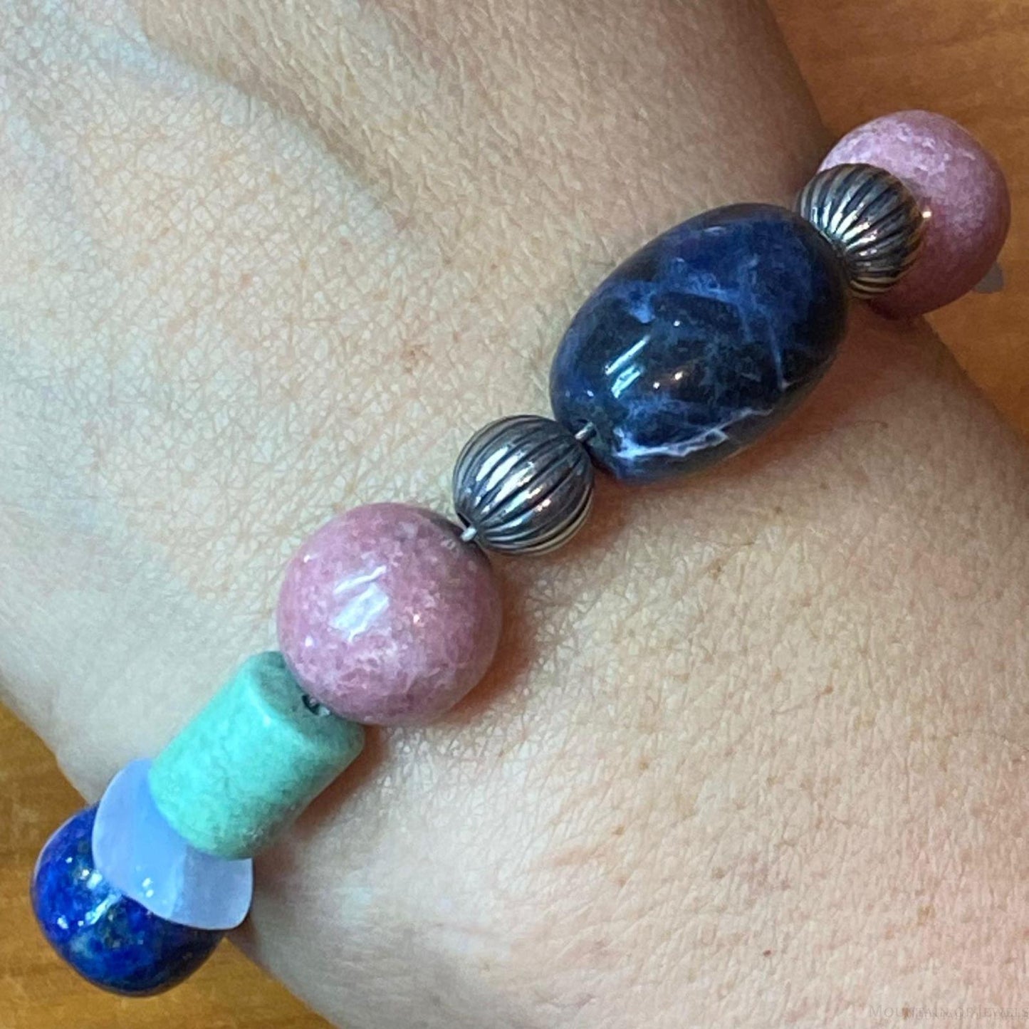 Carolyn Pollack Sterling Silver Multi Gemstone Magnetic Clasp Bracelet For Women