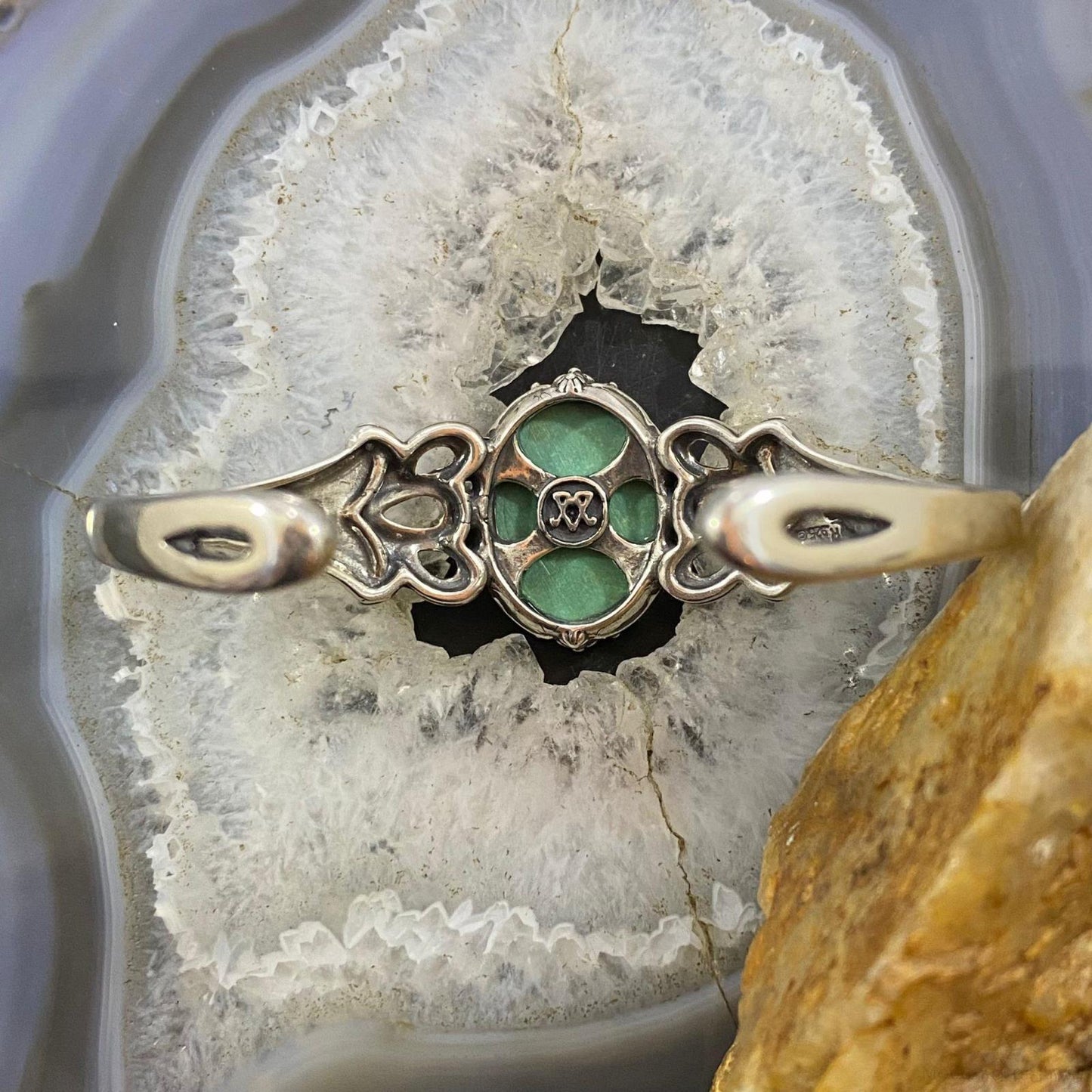 Carolyn Pollack Sterling Silver Oval Turquoise Decorated Bracelet For Women