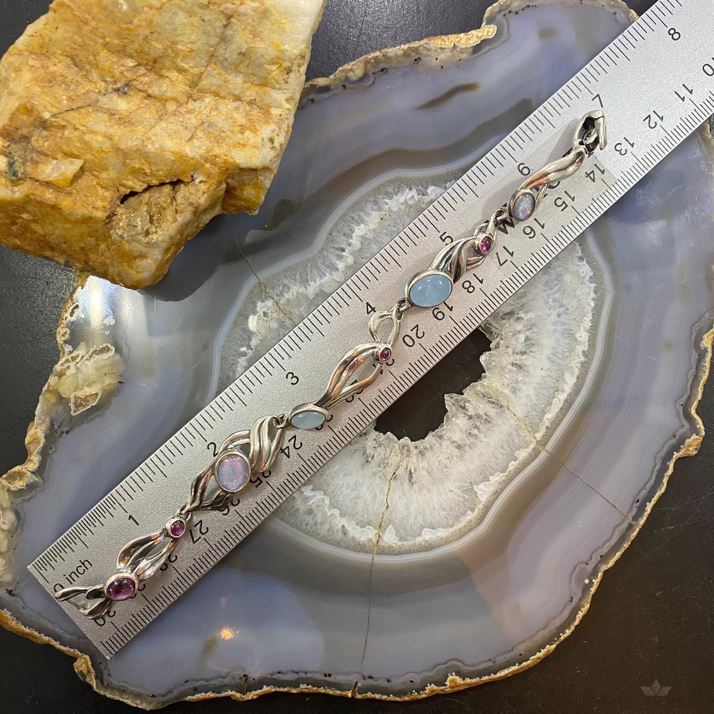 Carolyn Pollack Vintage Sterling Silver Multi Gemstone Link Bracelet For Women
