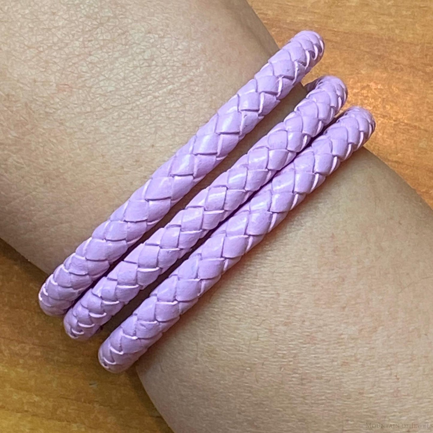 Carolyn Pollack Sterling Silver Lilac Braided Leather Unisex Coil Wrap Bracelet