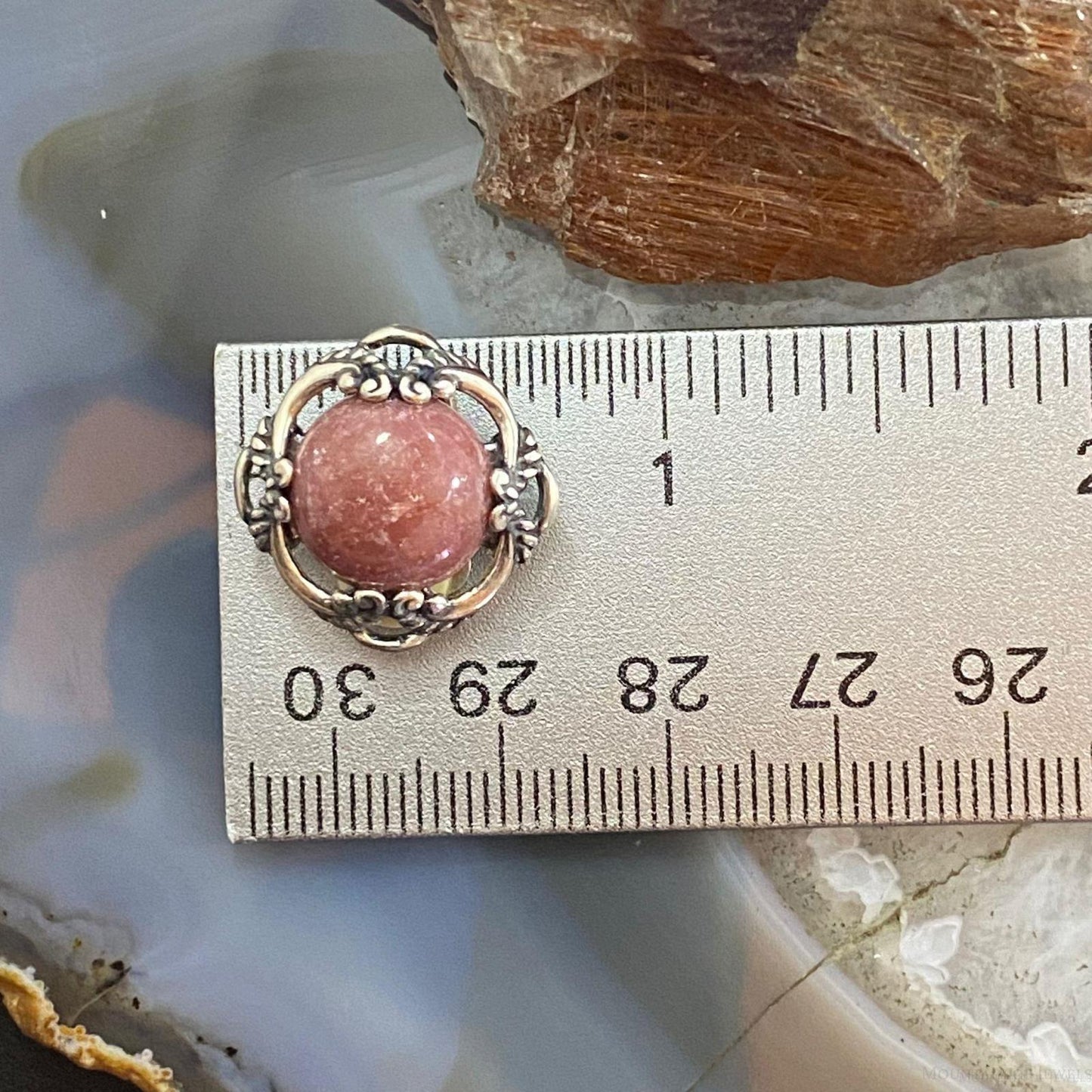Carolyn Pollack Sterling Silver Round Rhodonite Decorated Clip-On Earrings For Women