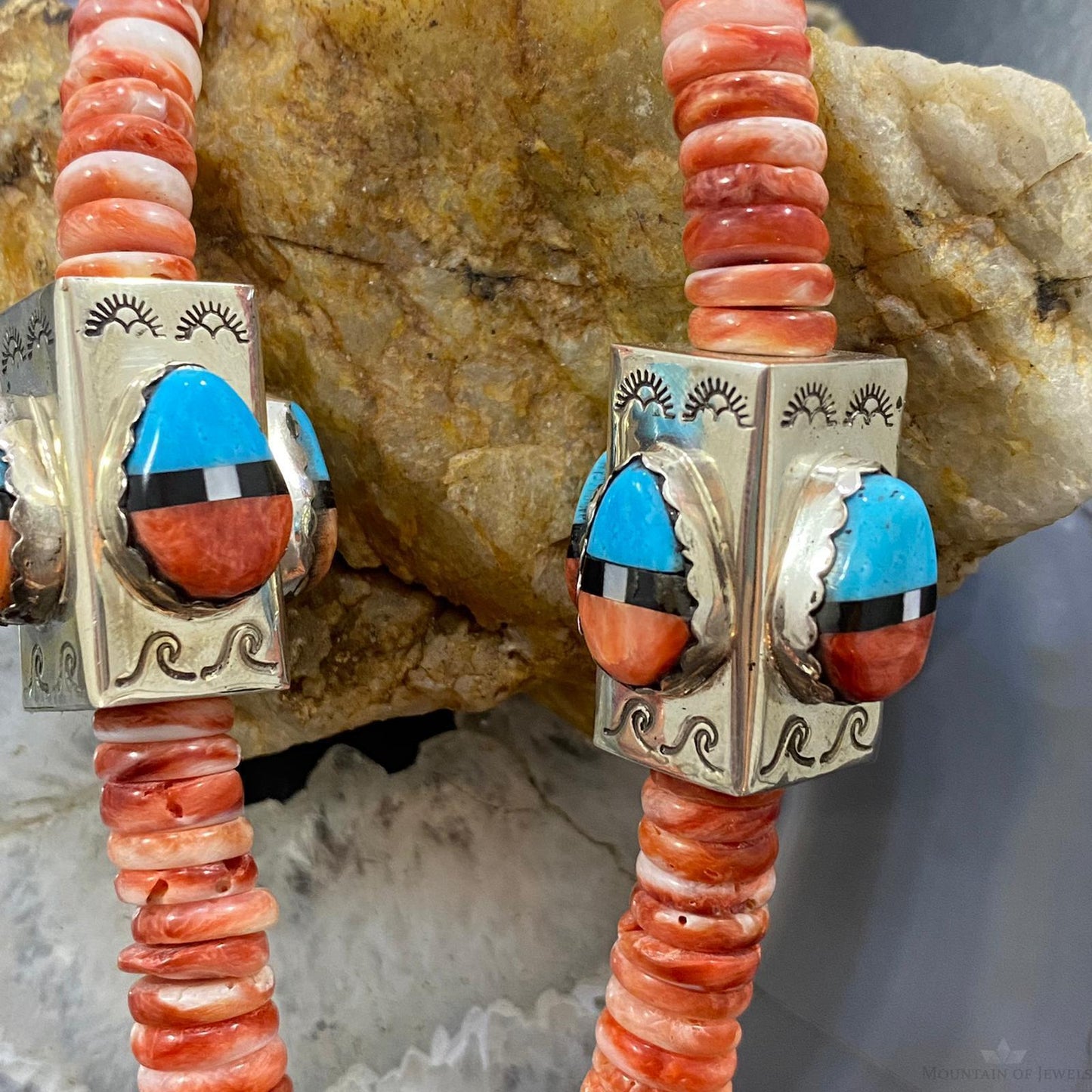 Cliffton Aguilar Santo Domingo Sterling Silver Spiny Oyster Heishi Beads 20" Necklace For Women