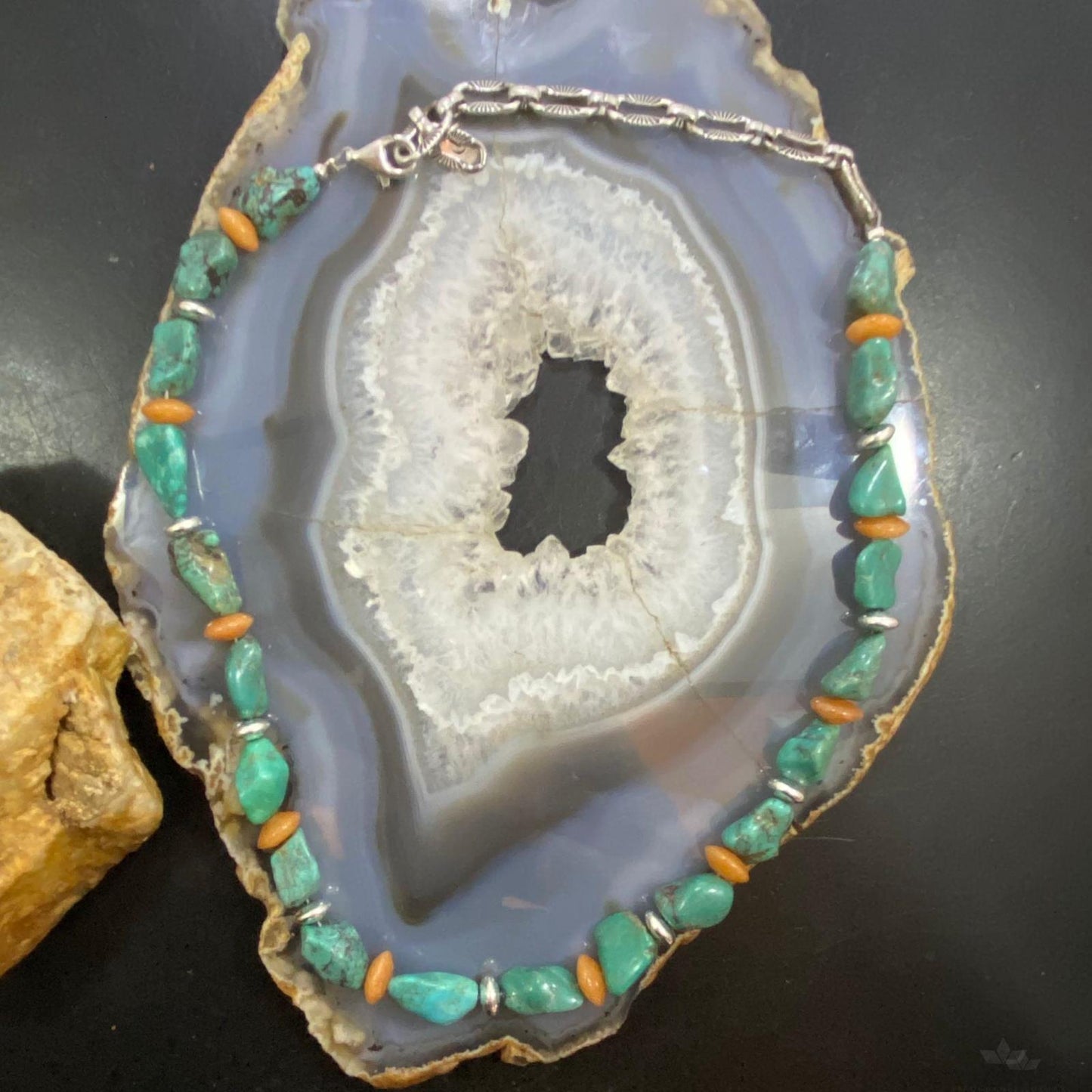 Carolyn Pollack Sterling Silver Chunky Turquoise & Carnelian Bead Necklace