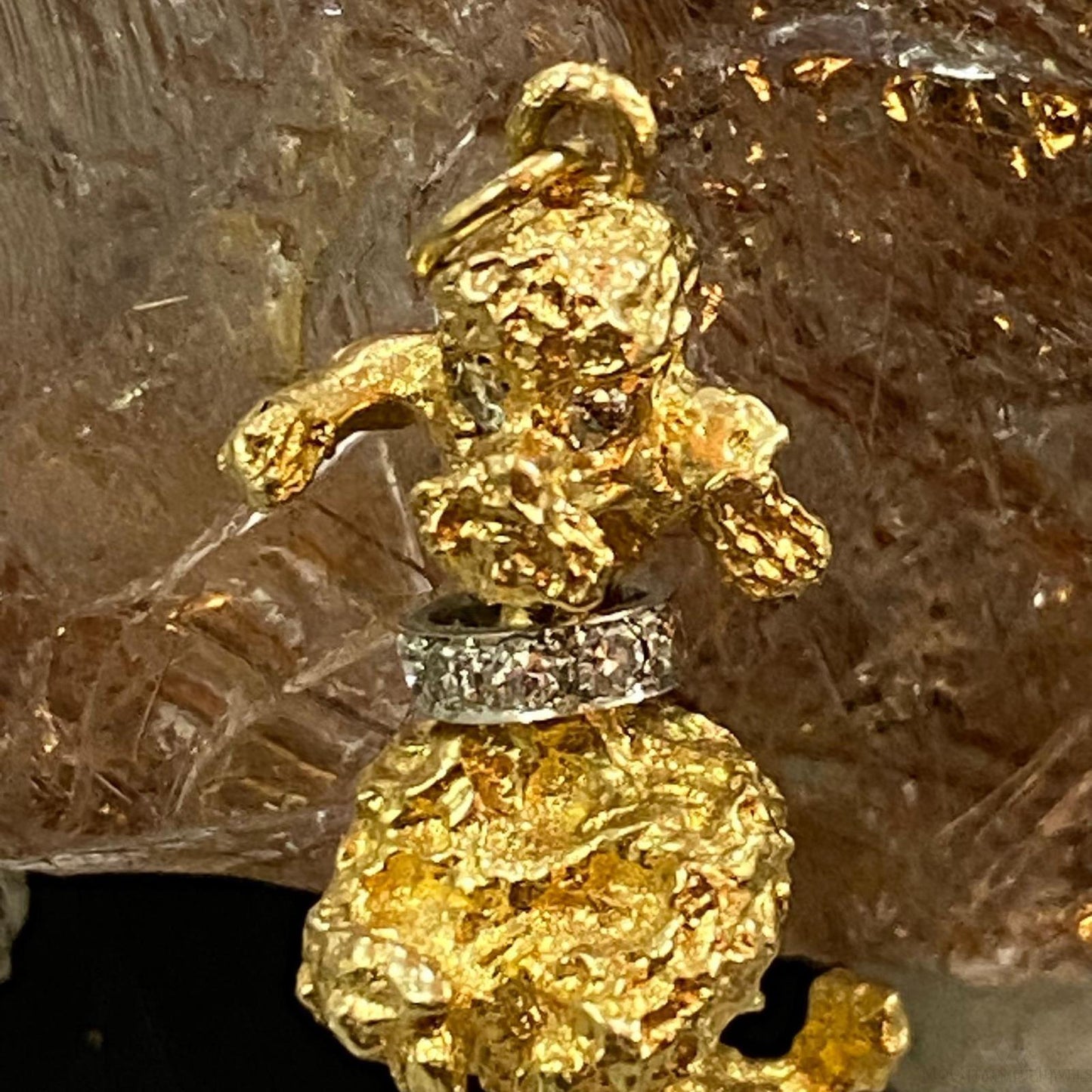 14K Yellow Gold Poodle with Diamonds Pendant