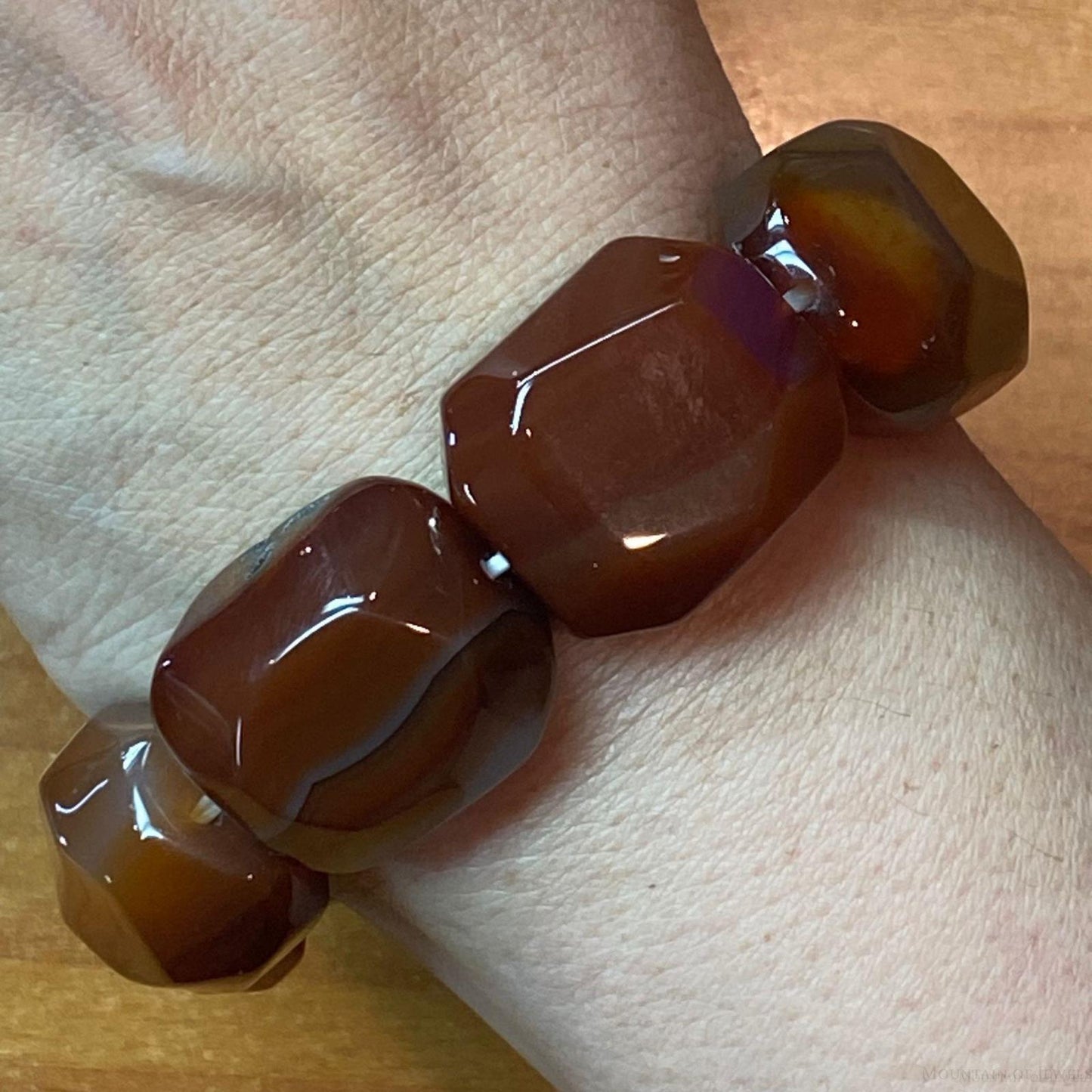 Carolyn Pollack Vintage 9 Chunky Carnelian Beads Stretch Bracelet For Women