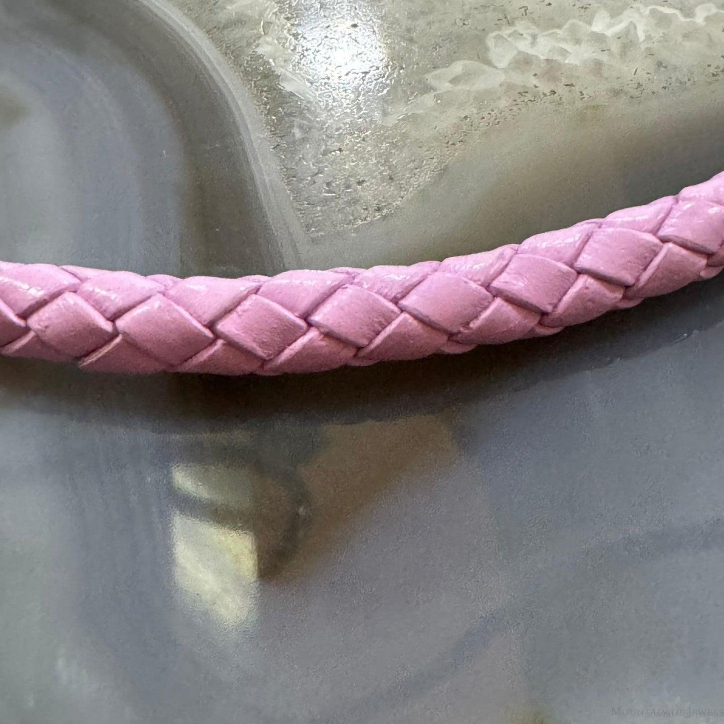 Carolyn Pollack Lilac Braided Leather Lobster Clasp Adjustable Unisex Necklace