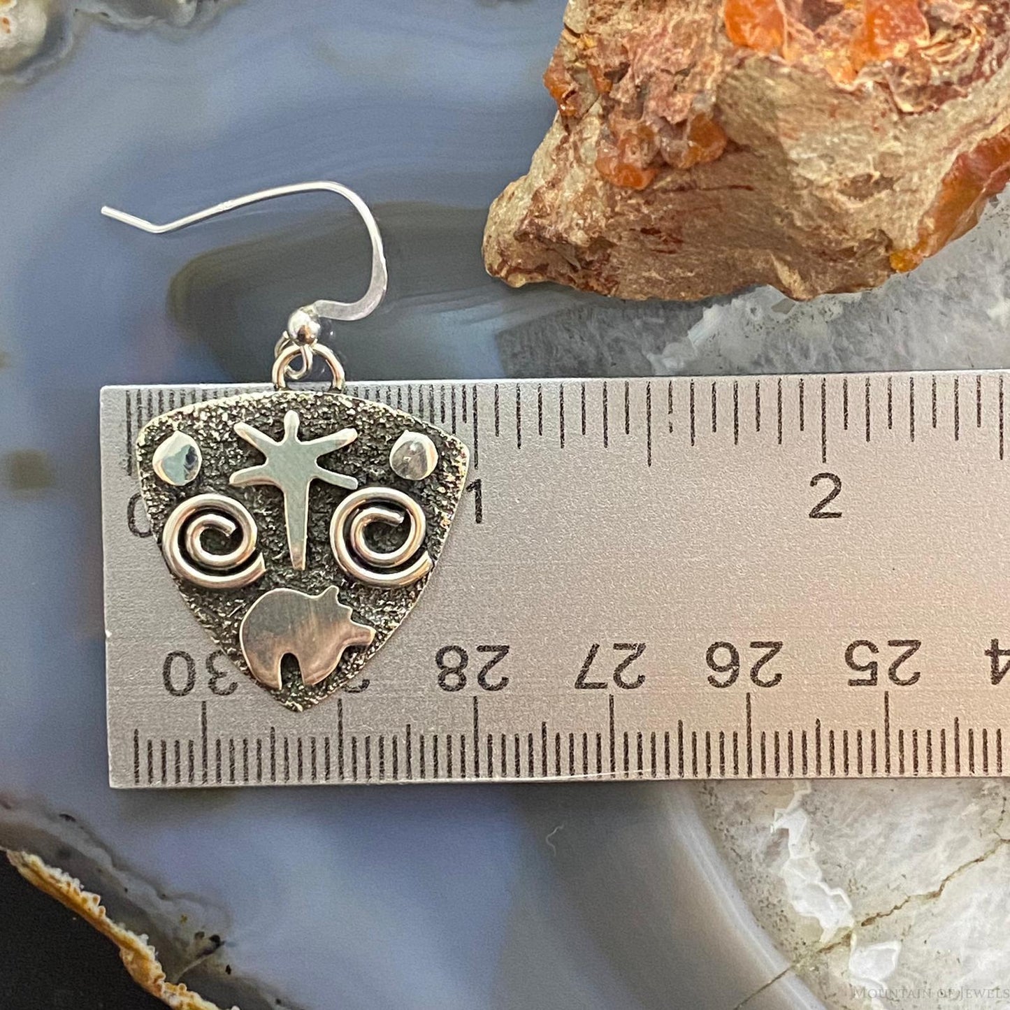 Alex Sanchez Native American Sterling Silver Guitar Picks Petroglyph Dangle Earrings For Women #5