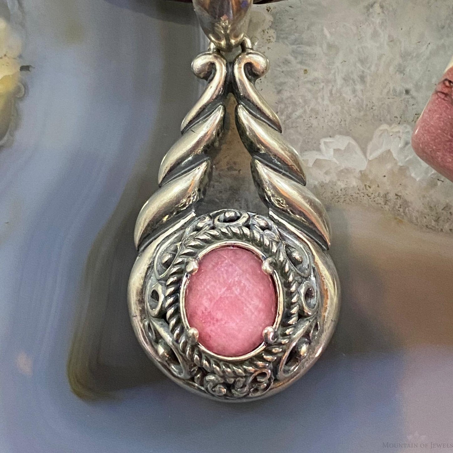 Carolyn Pollack Sterling Silver Rhodonite Doublet Decorated Enhancer Pendant For Women