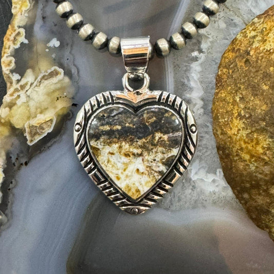 Native American Sterling Silver Wild Horse Heart Pendant For Women #4