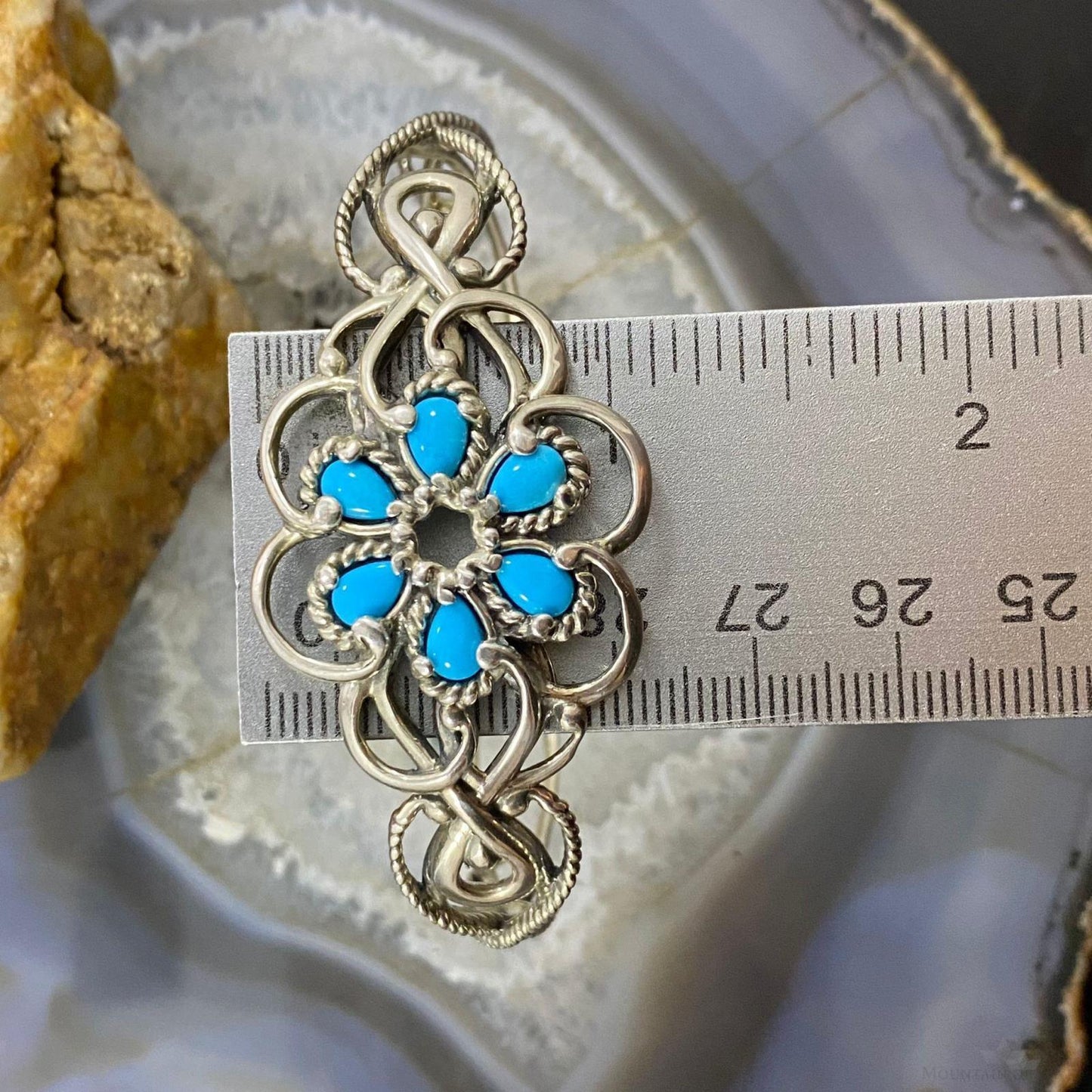 Carolyn Pollack Vintage Southwestern Style Sterling Silver Turquoise Floral Bracelet For Women