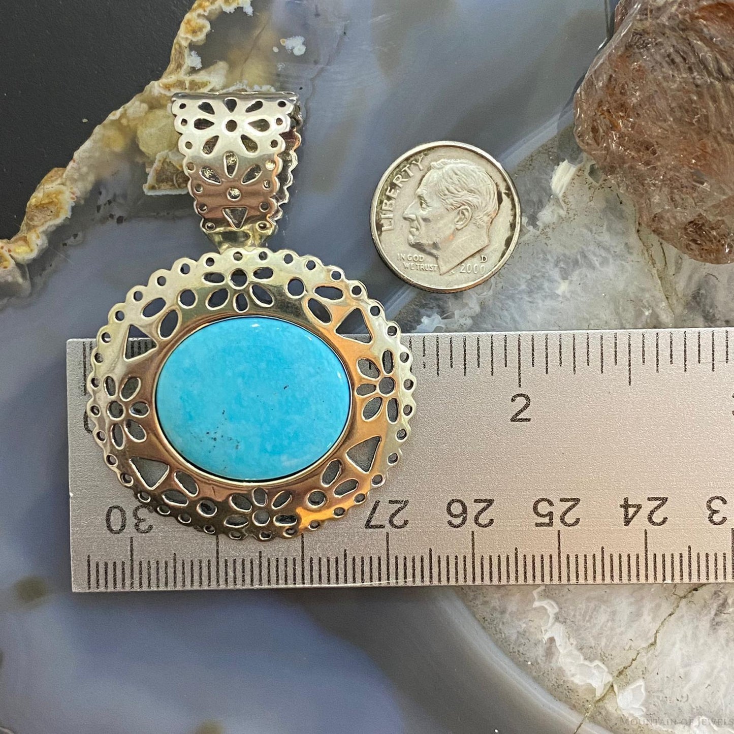 Carolyn Pollack Southwestern Style Sterling Silver Oval Turquoise Pendant/Brooch For Women