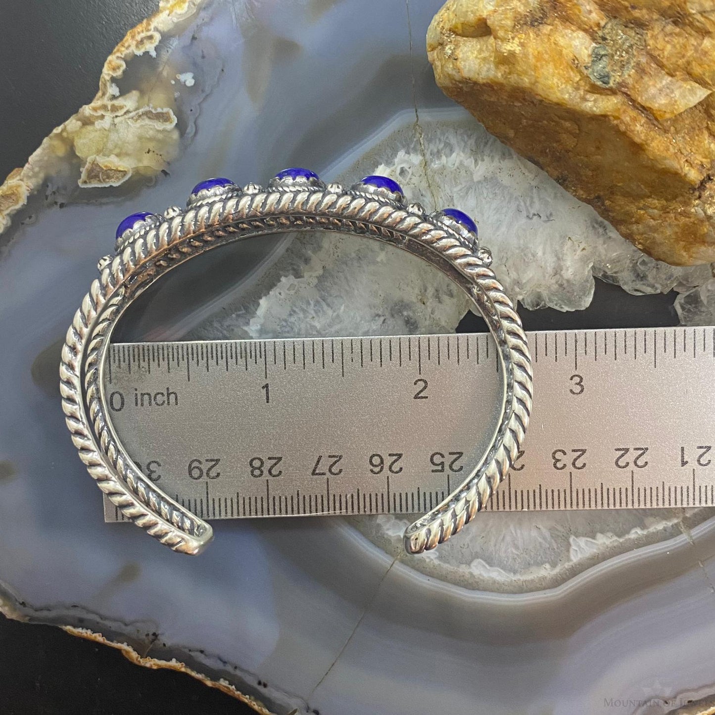 Carolyn Pollack Southwestern Style Sterling Silver Lapis Lazuli Row Bracelet For Women