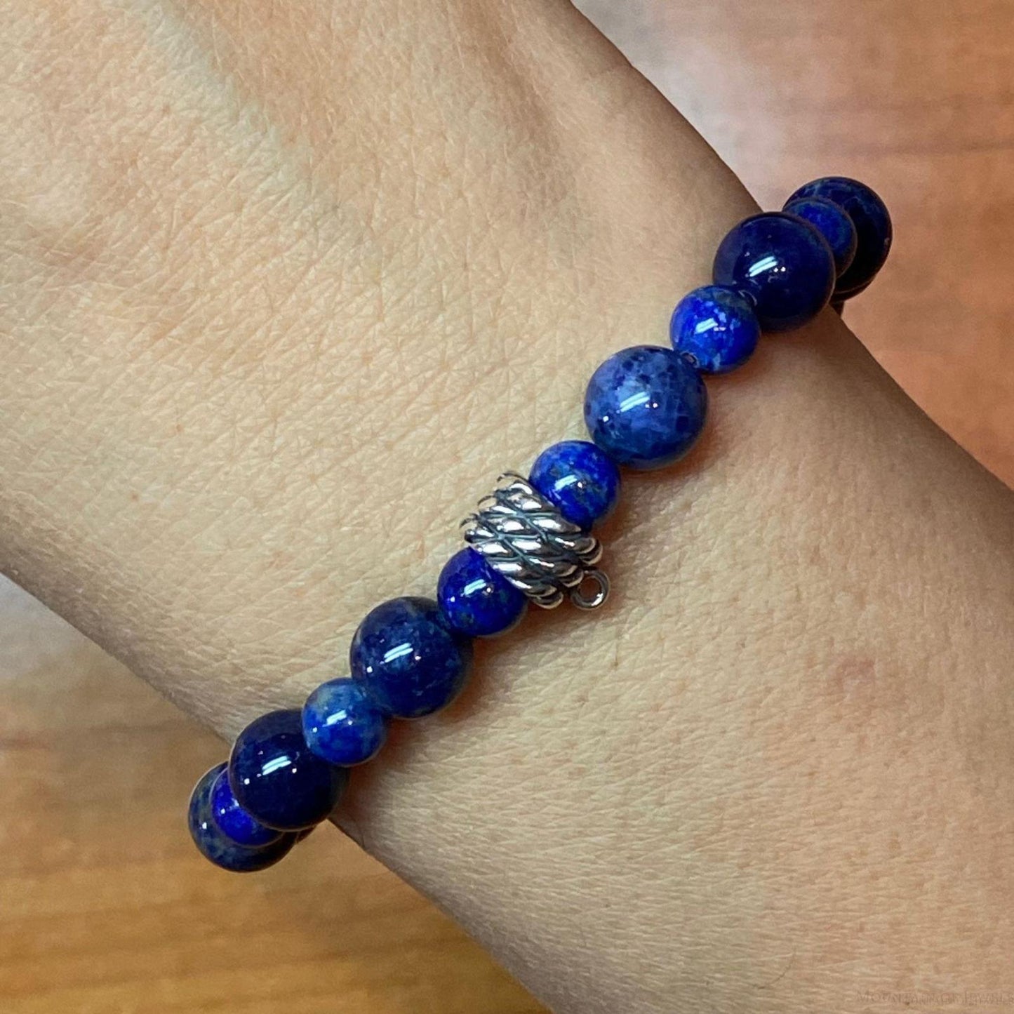 Carolyn Pollack Sterling Silver 1 Strand Sodalite Bead Stretch Bracelet For Women