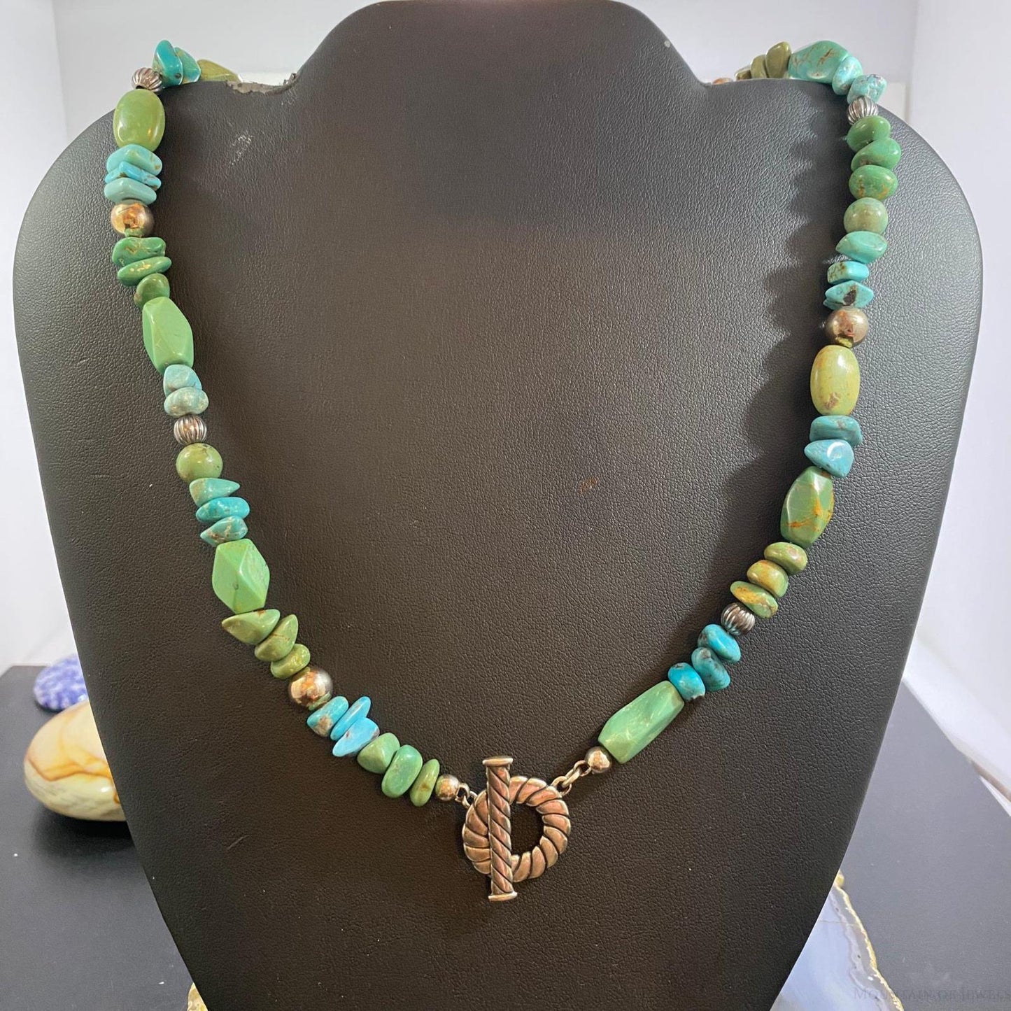Carolyn Pollack Southwestern Style Sterling Silver Chunky Turquoise Necklace For Women