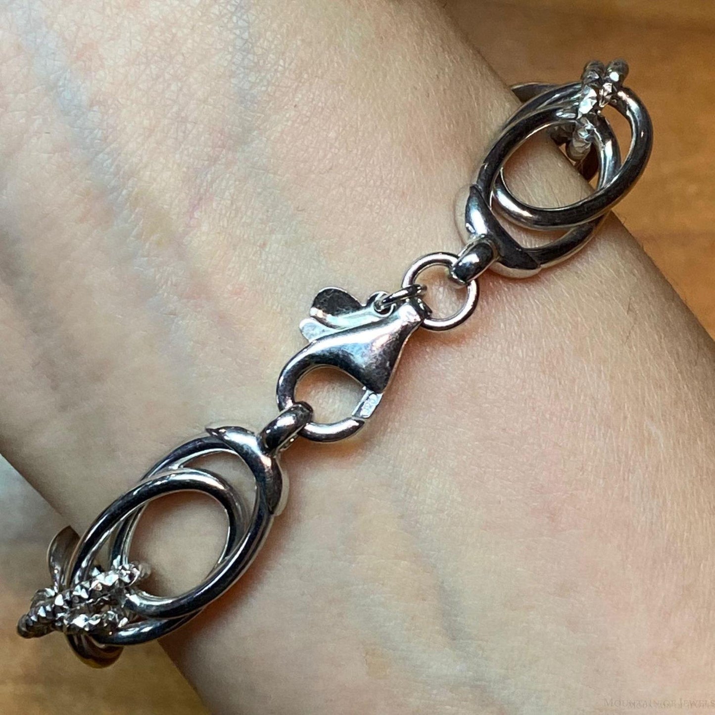 Sterling Silver Lobster Clasp Fashion Italian 8" Double Link Bracelet For Women