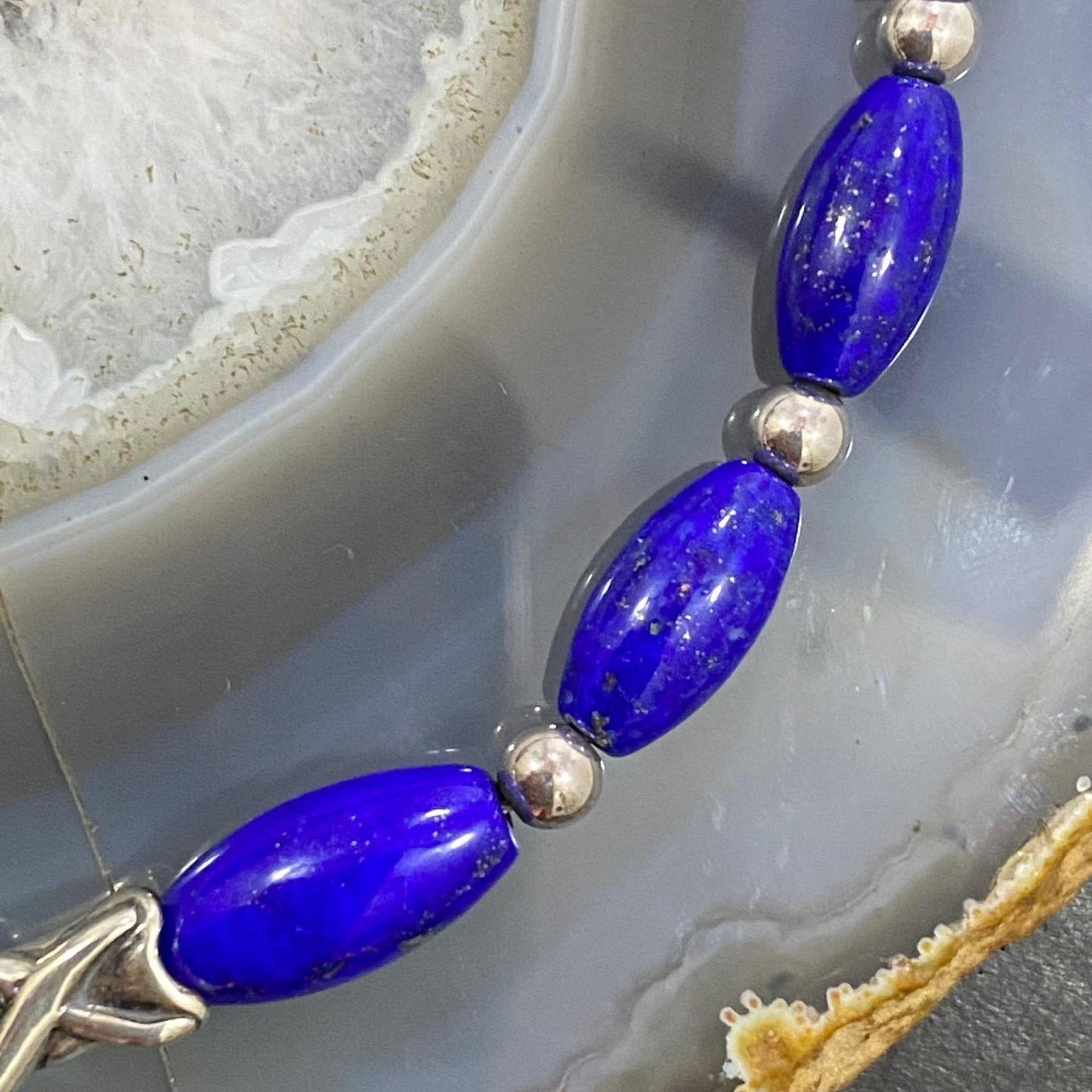 Carolyn Pollack Southwestern Style Sterling Silver Lapis & Druzy Necklace For Women