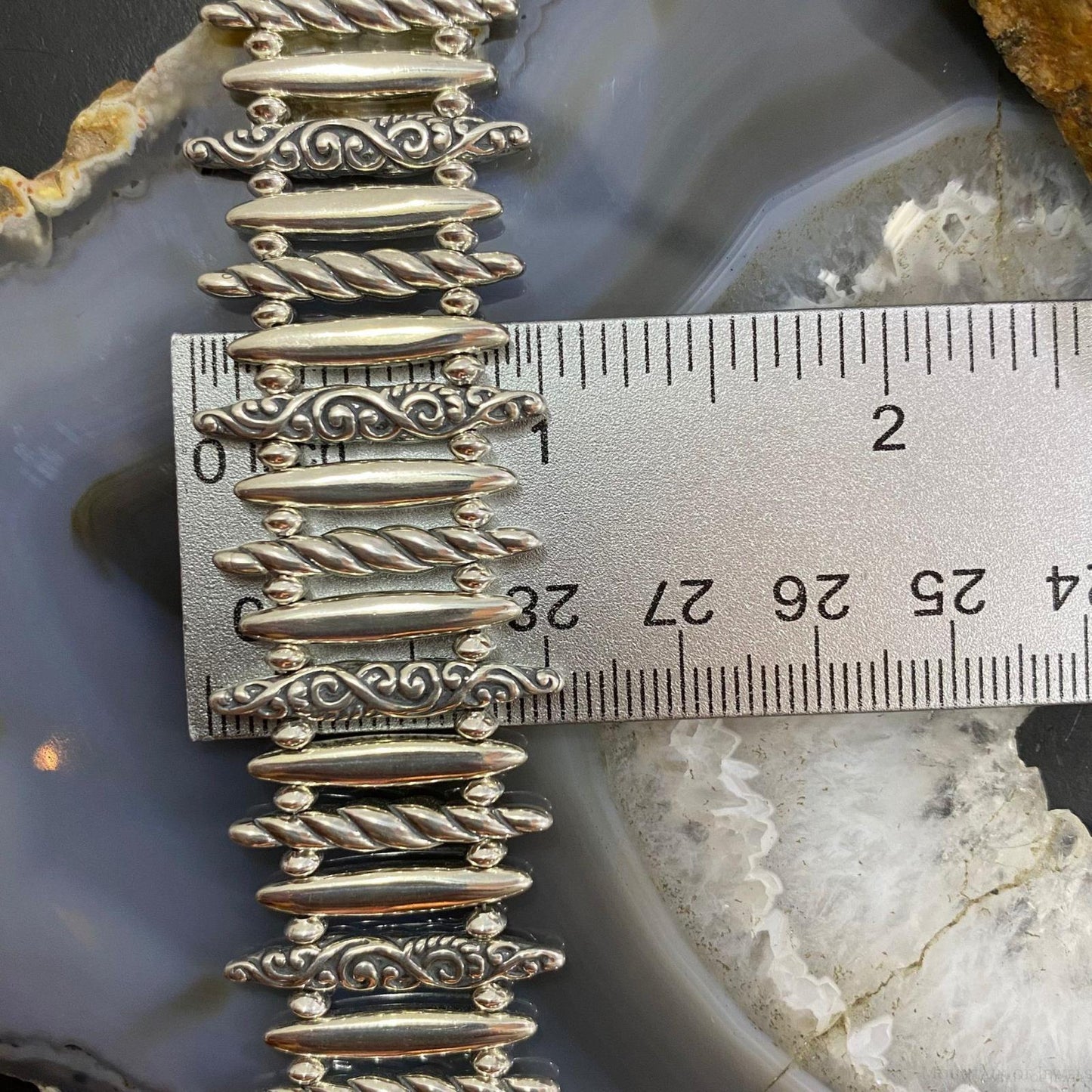 Carolyn Pollack Sterling Silver Pickets Foldover Magnetic Link Bracelet For Women