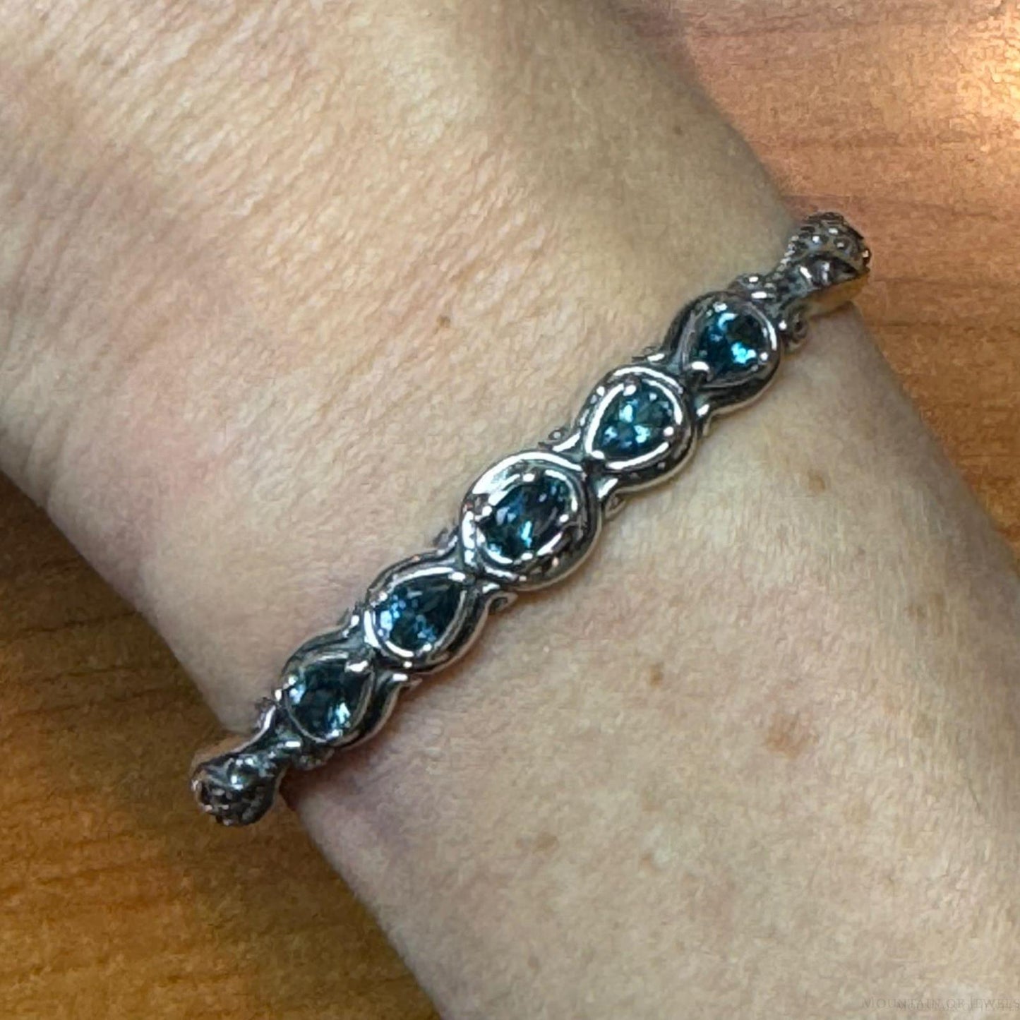 Carolyn Pollack Sterling Silver 5 Faceted London Blue Topaz Decorated Women