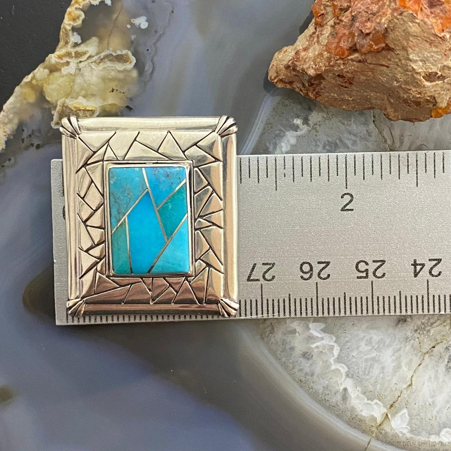 Carolyn Pollack Southwestern Style Sterling Silver Turquoise Inlay Pendant/Brooch For Women