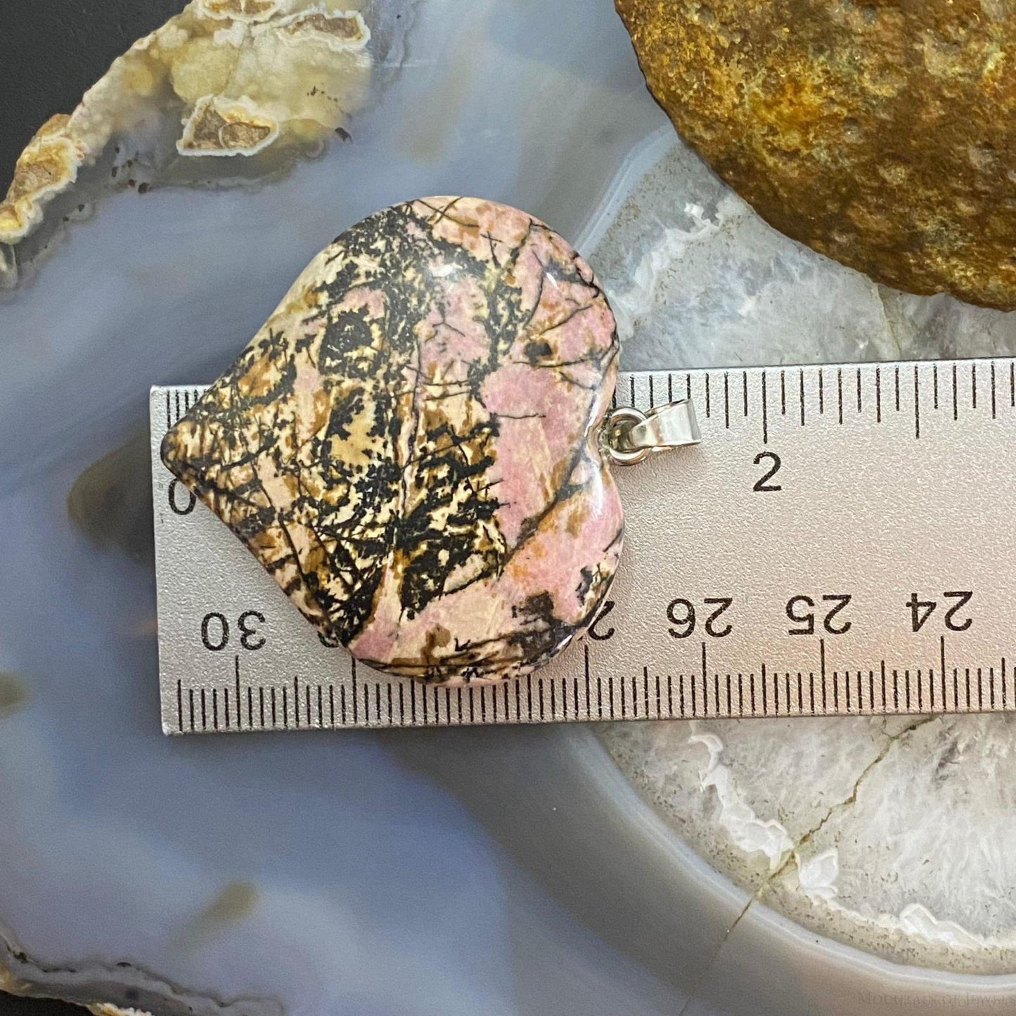 Heart Shape Slab Rhodonite Fashion Pendant For Women