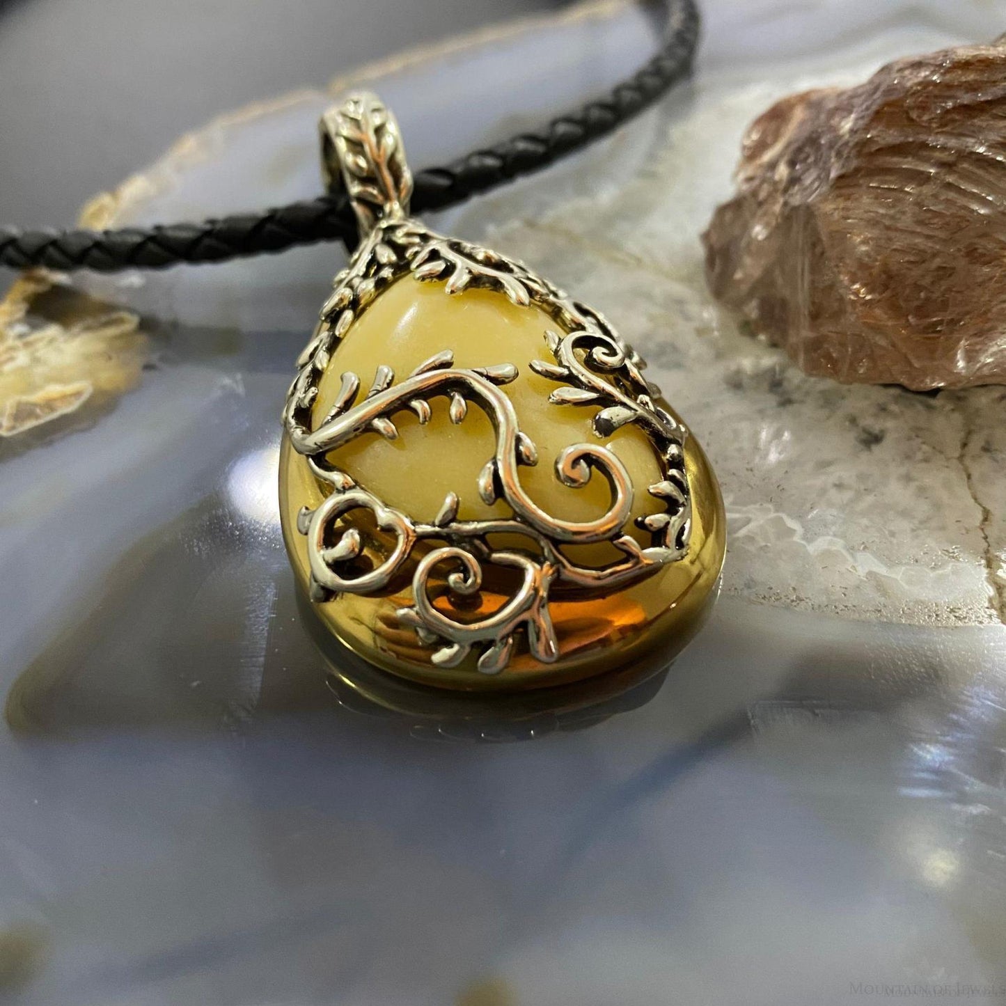 Carolyn Pollack Sterling Silver & Brass Yellow Jasper Enhancer Pendant For Women