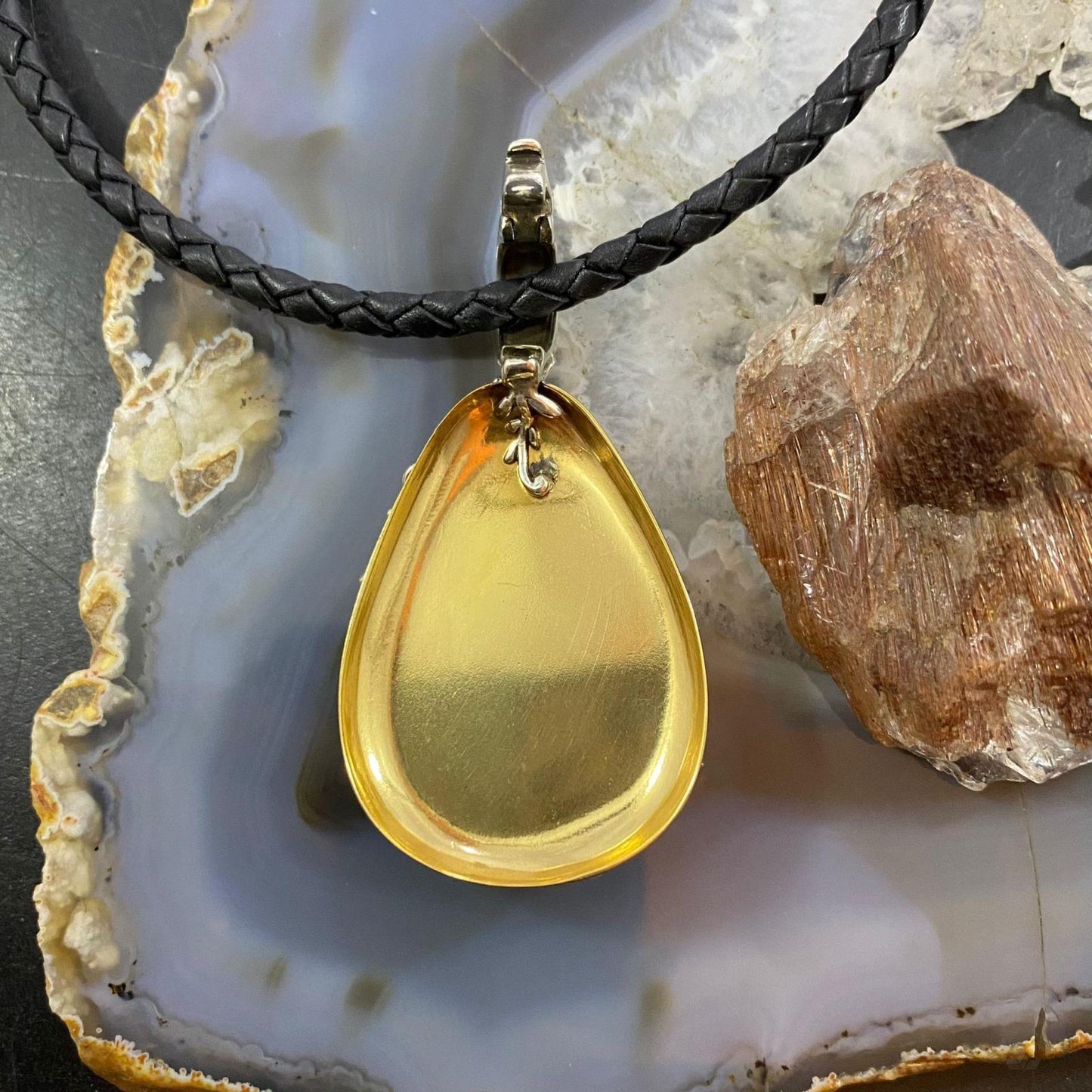 Carolyn Pollack Sterling Silver & Brass Yellow Jasper Enhancer Pendant For Women