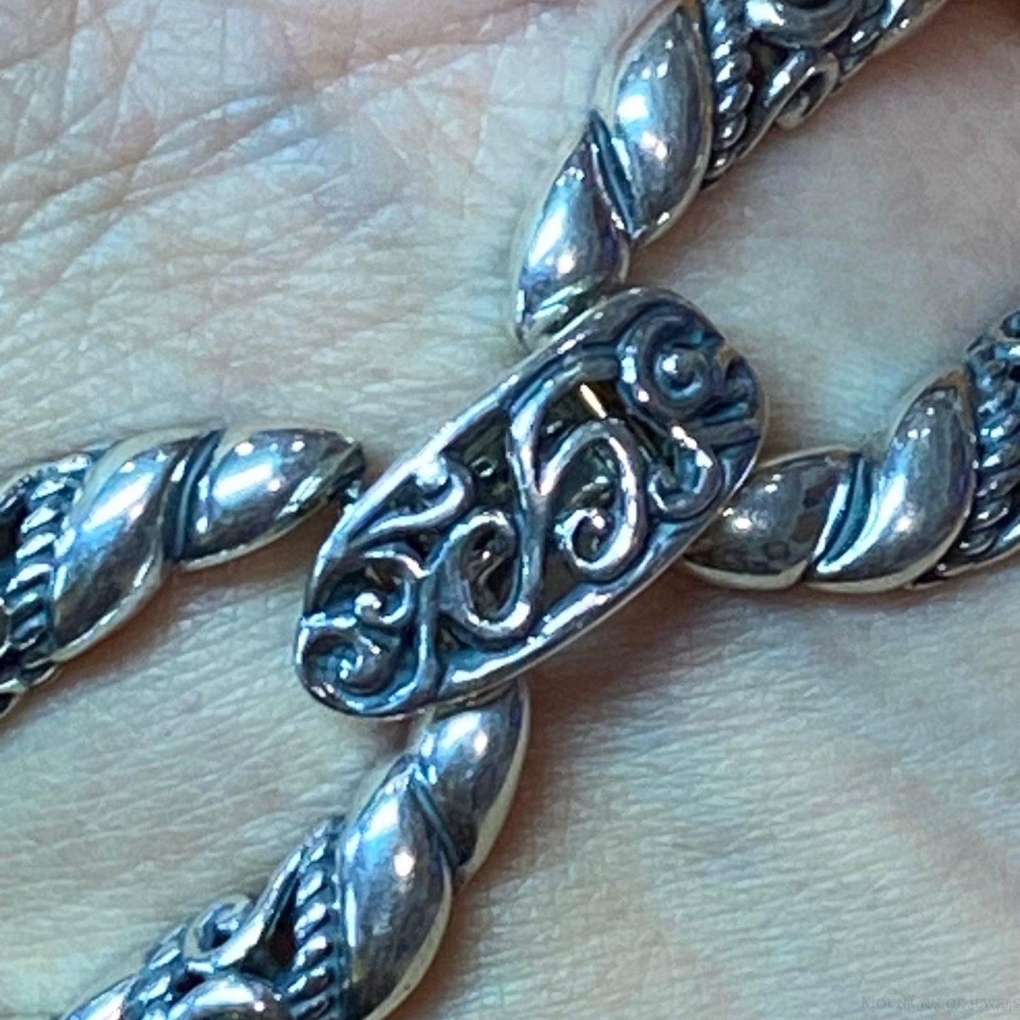 Carolyn Pollack Sterling Silver Decorated Foldover 5 Link Bracelet For Women