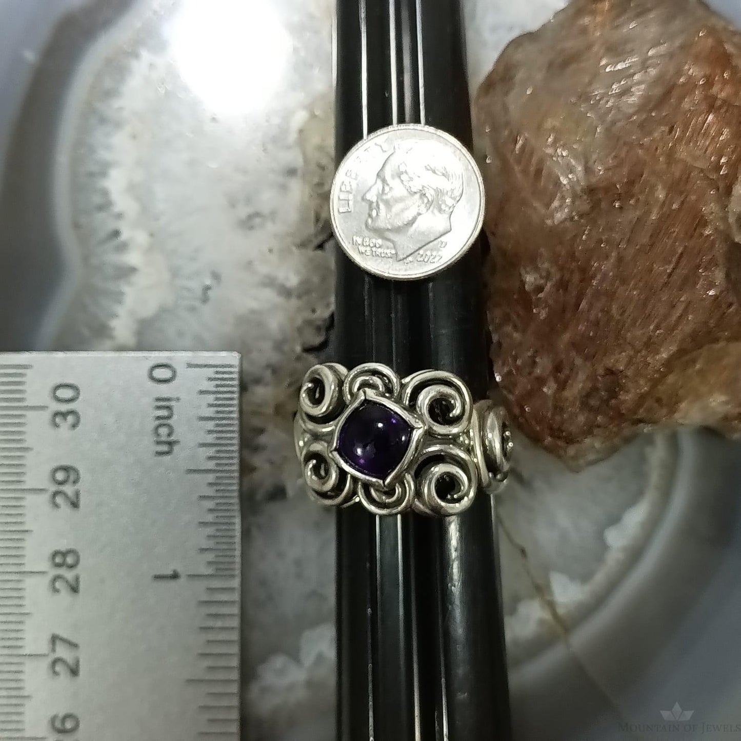 Carolyn Pollack Sterling Silver Rounded Diamond Shape Amethyst Ring Size 8.25 For Women
