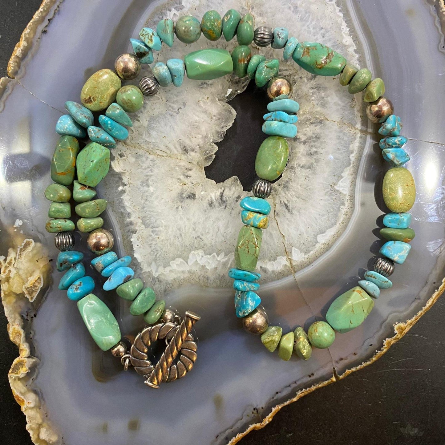 Carolyn Pollack Southwestern Style Sterling Silver Chunky Turquoise Necklace For Women