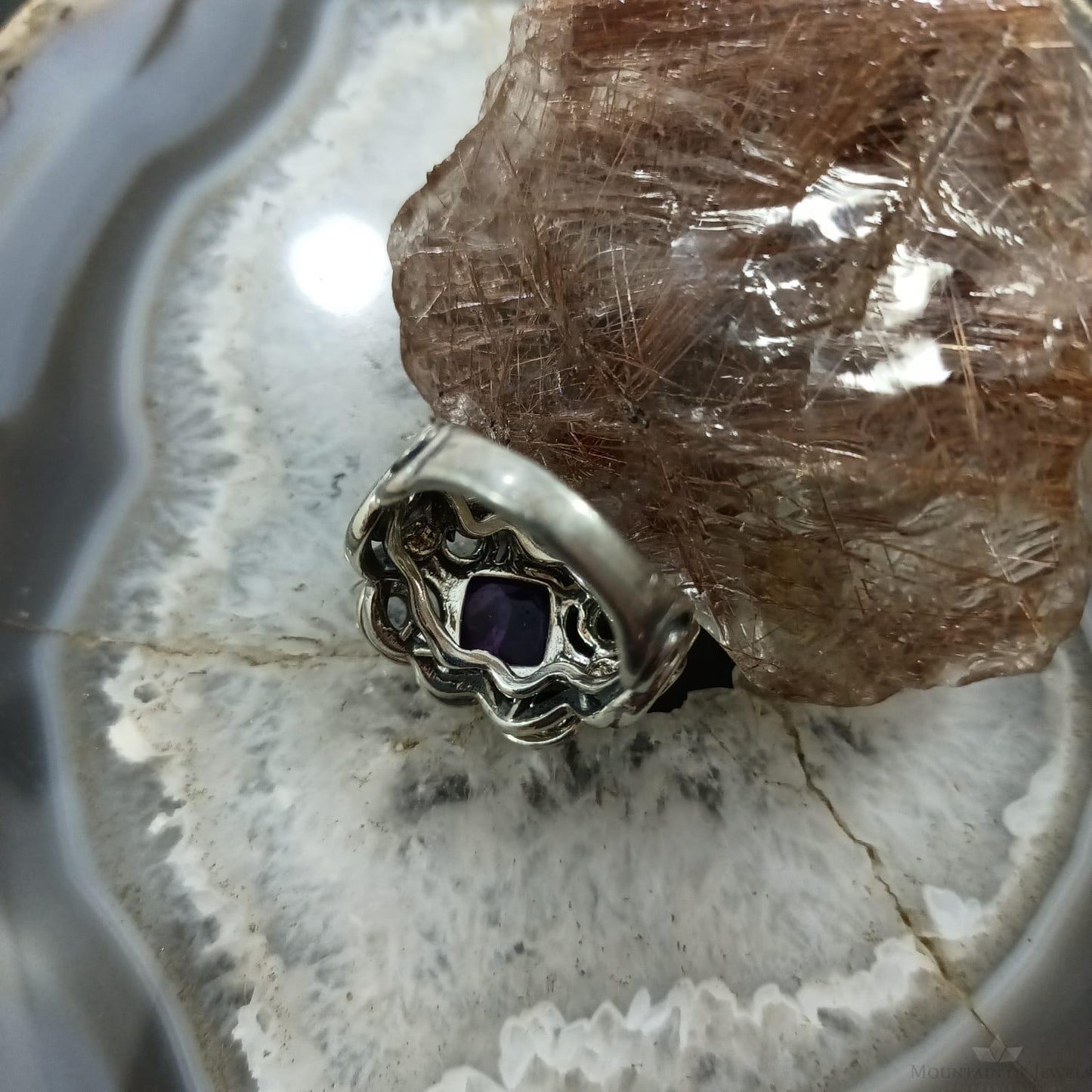 Carolyn Pollack Sterling Silver Rounded Diamond Shape Amethyst Ring Size 8.25 For Women