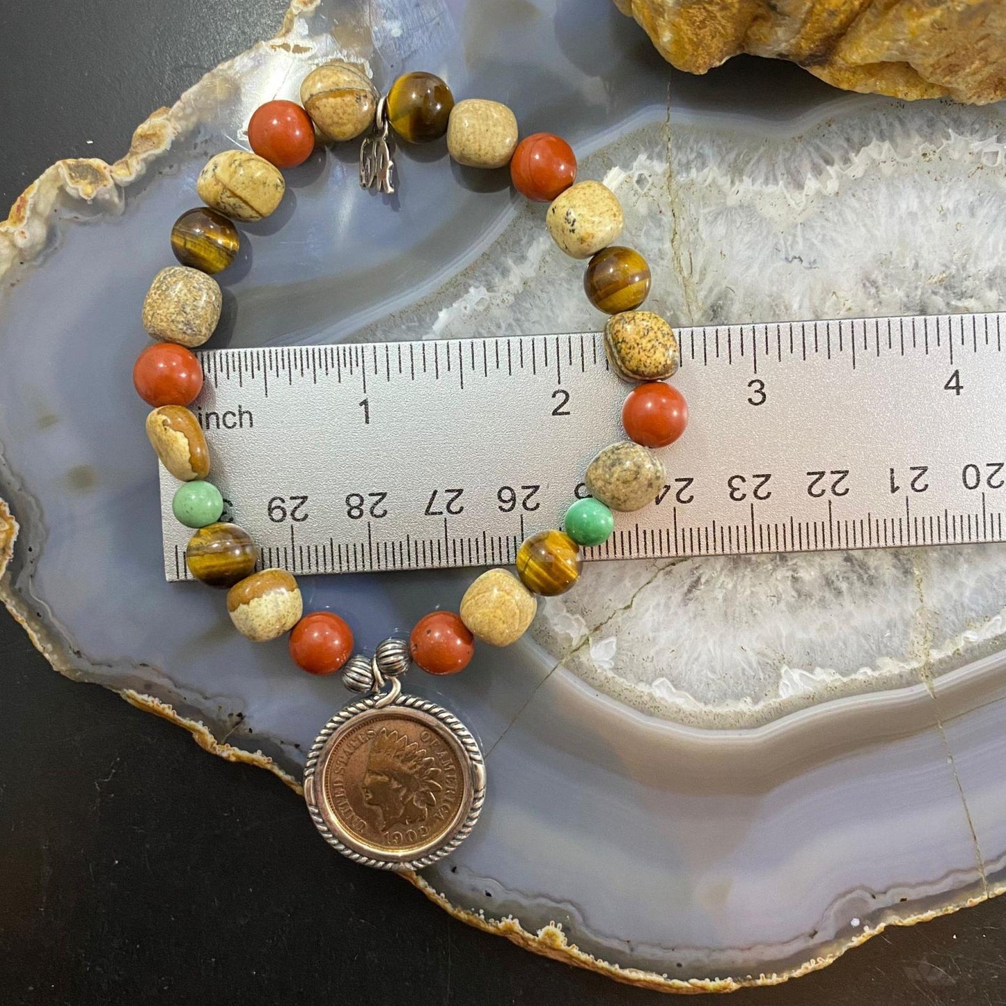 Carolyn Pollack Sterling Silver Multi Gemstone Earth Tones Stretch Bracelet For Women
