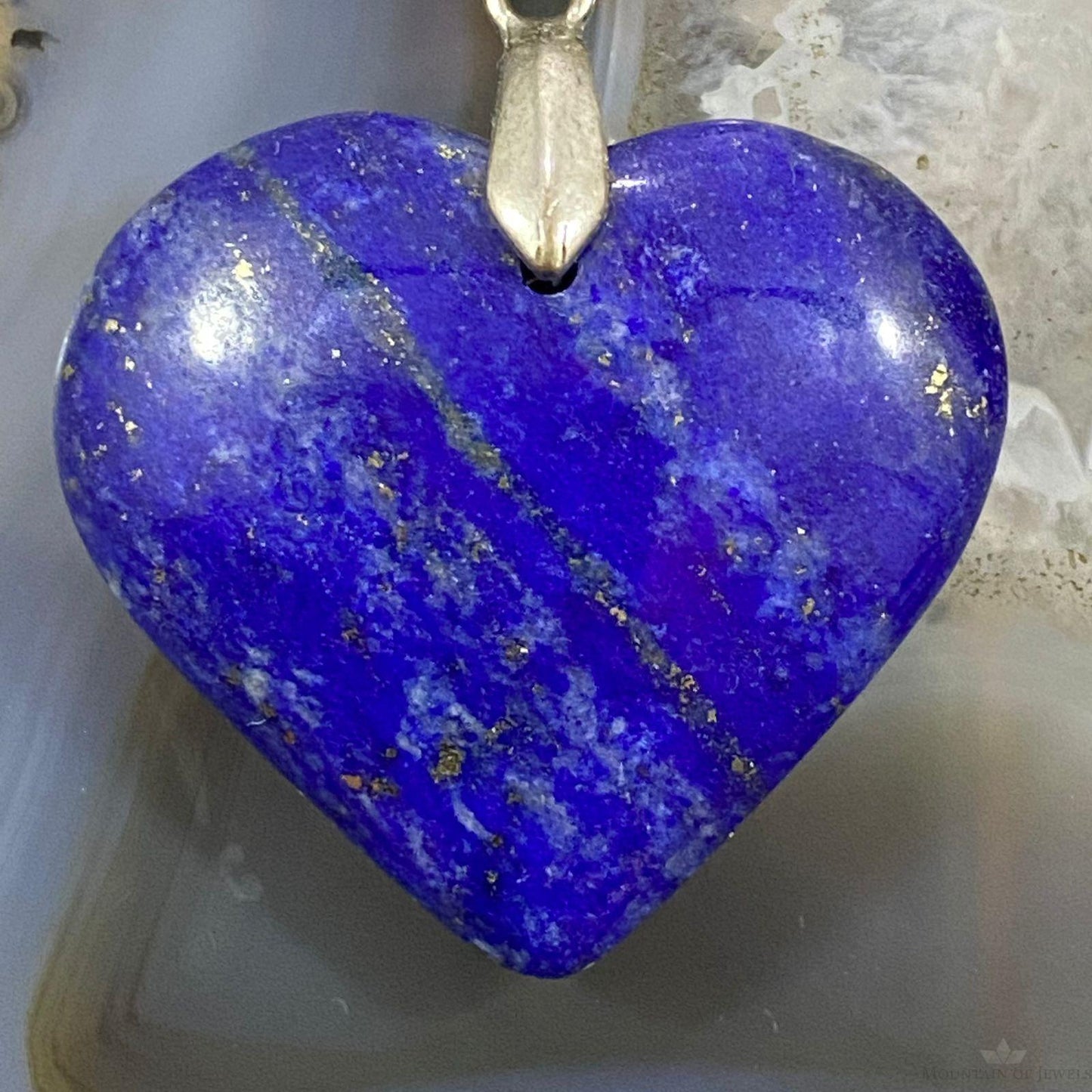 Heart Shape Slab Lapis Lazuli Fashion Pendant For Women