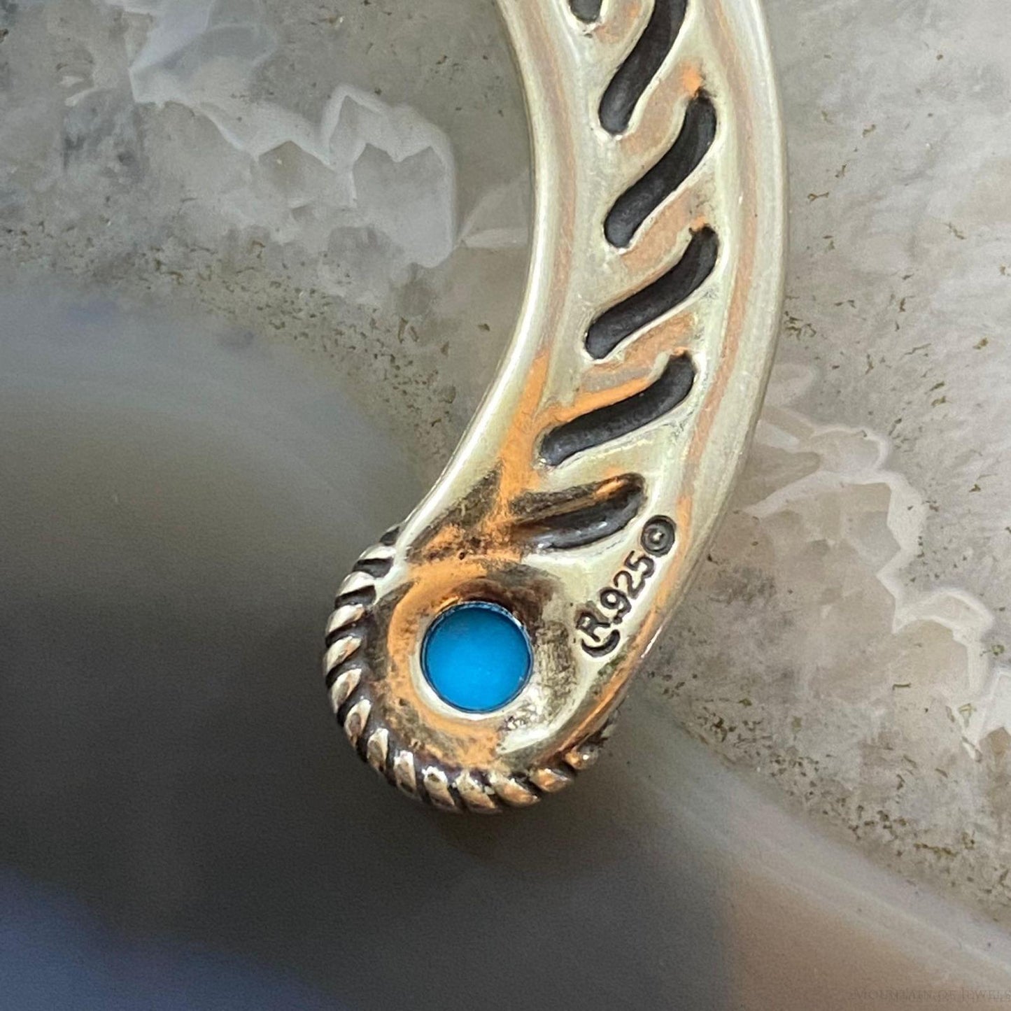 Carolyn Pollack Southwestern Style Sterling Silver Turquoise Decorated Naja Pendant For Women