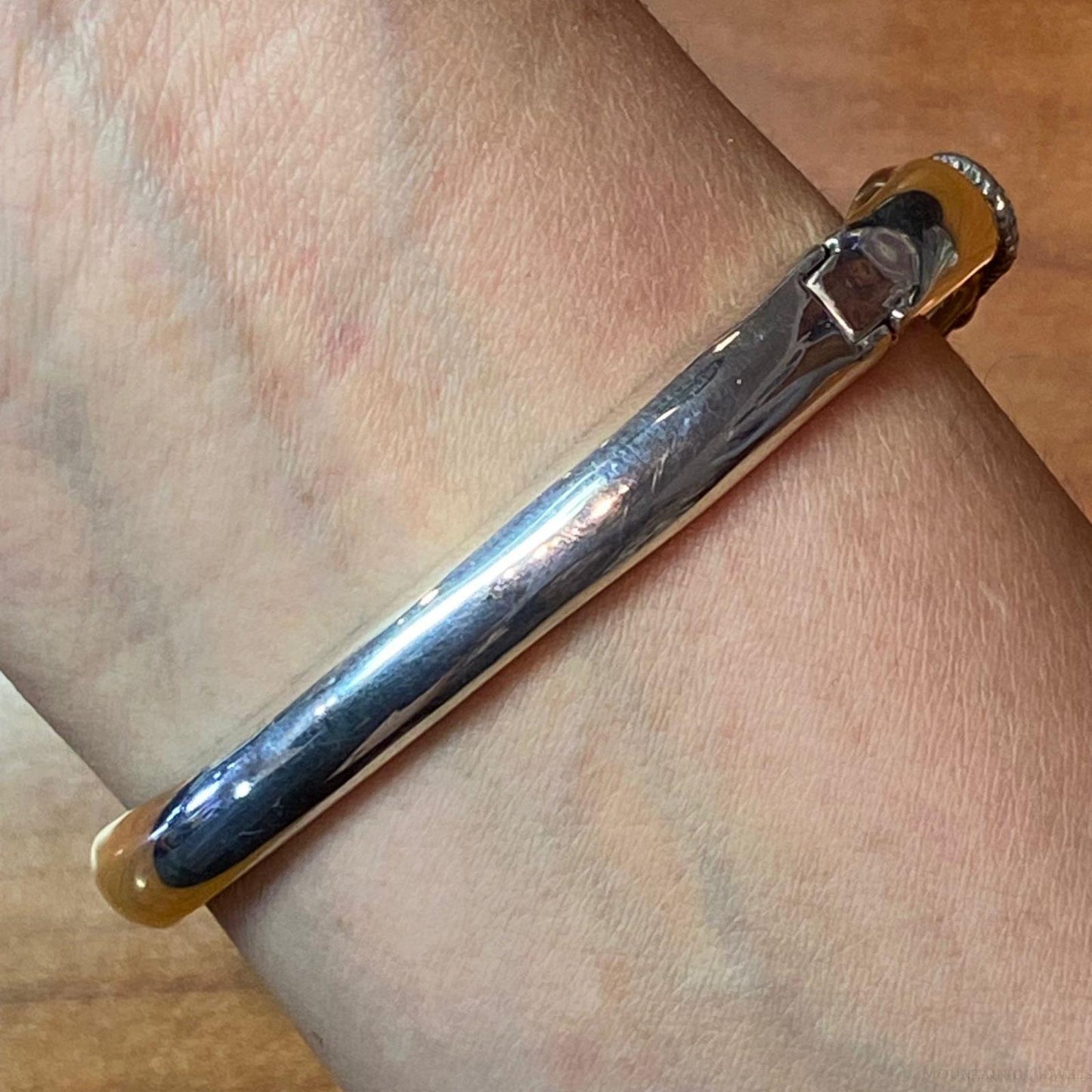 Carolyn Pollack Sterling Silver Black Onyx Decorated Hinged Bracelet For Women