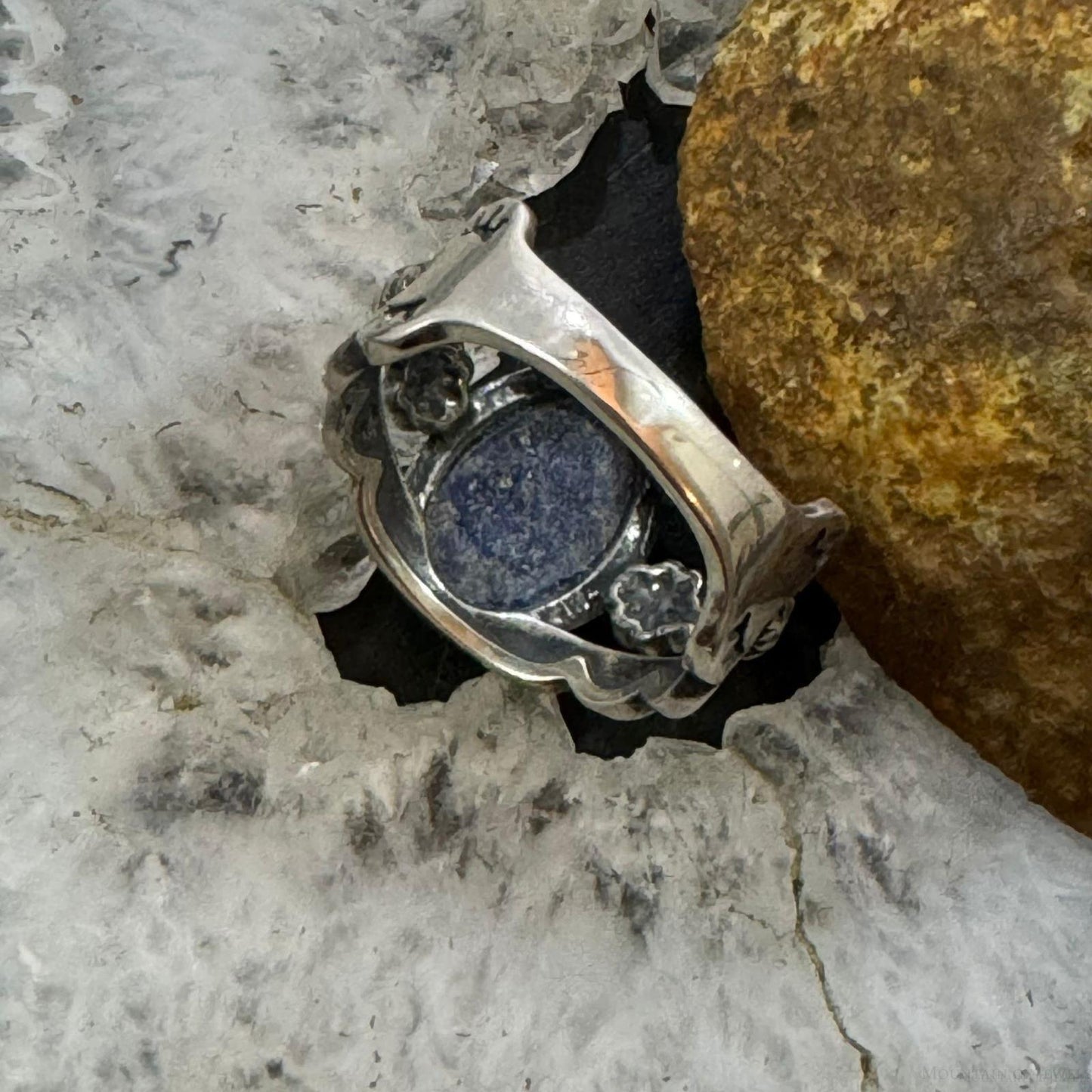 Carolyn Pollack Sterling Silver Oval Denim Lapis Decorated Ring For Women