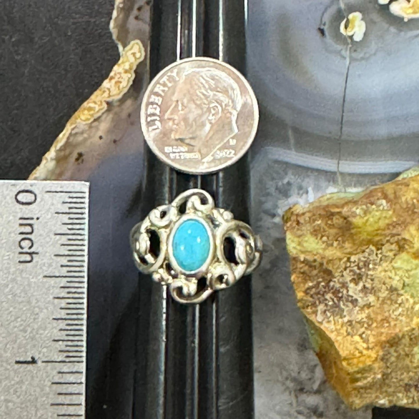 Carolyn Pollack Sterling Silver Sleeping Beauty Turquoise Decorated Ring For Women