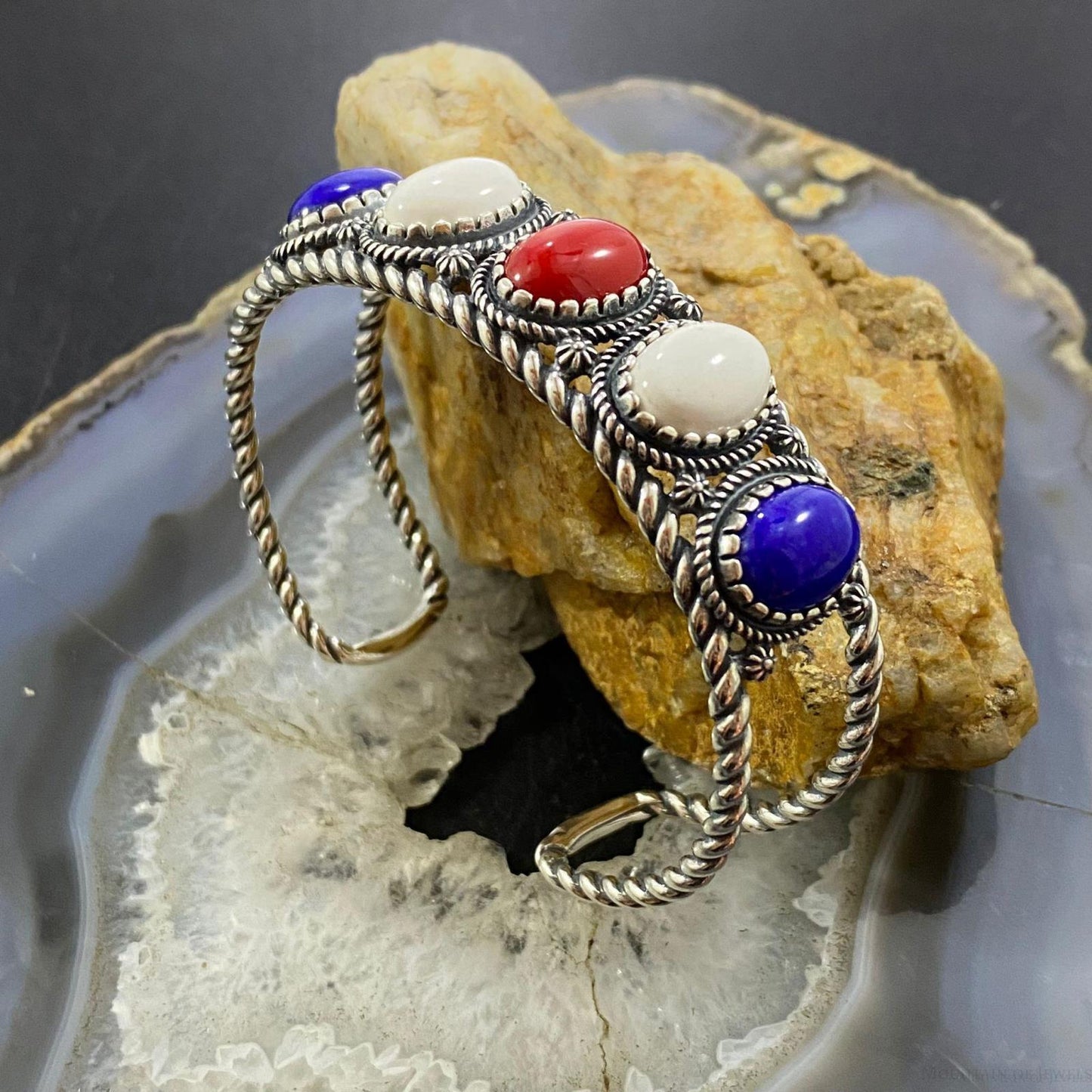 Carolyn Pollack Vintage Southwestern Style Sterling Silver Multi Stones Bracelet For Women