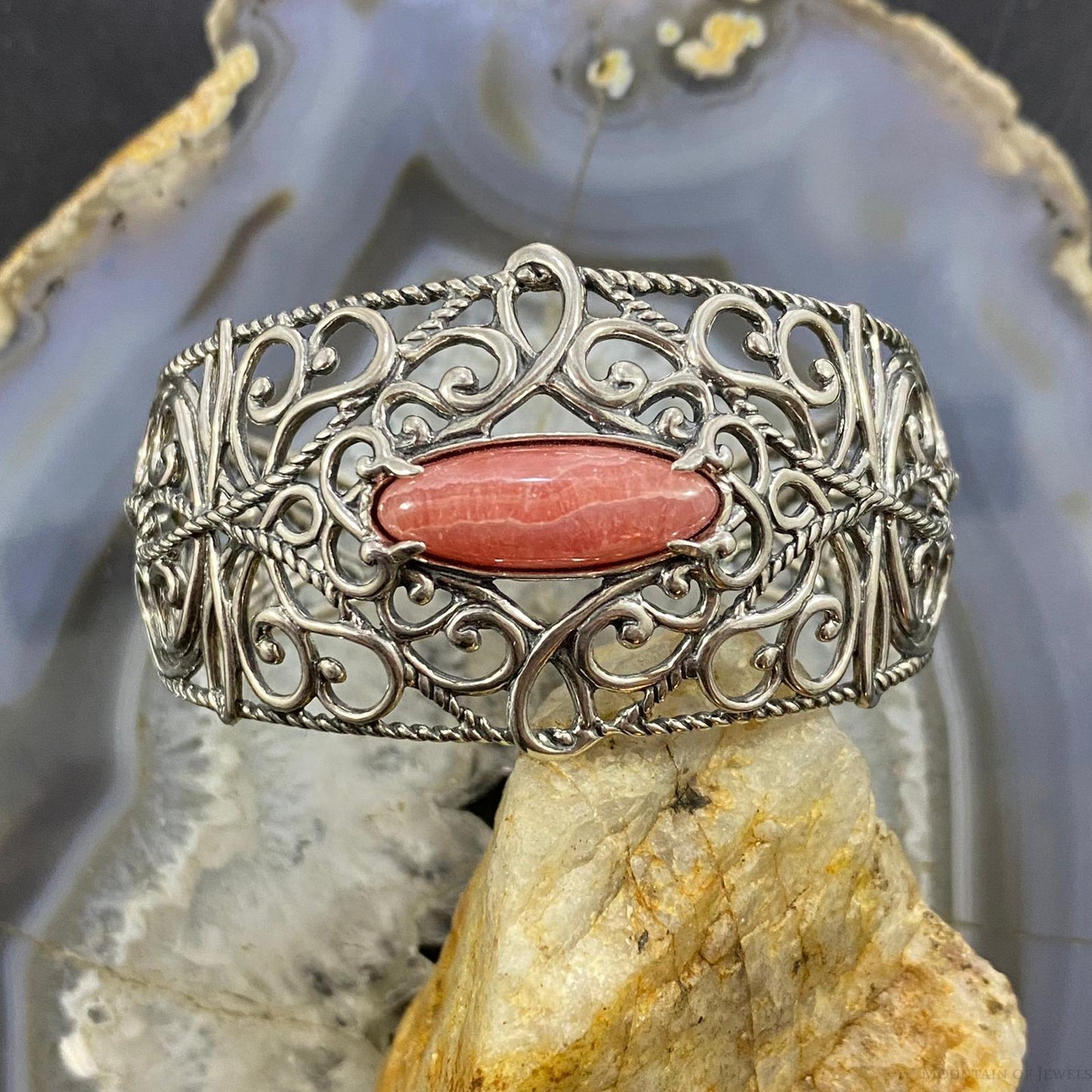 Carolyn Pollack Vintage Southwestern Style Sterling Silver Rhodonite Bracelet For Women