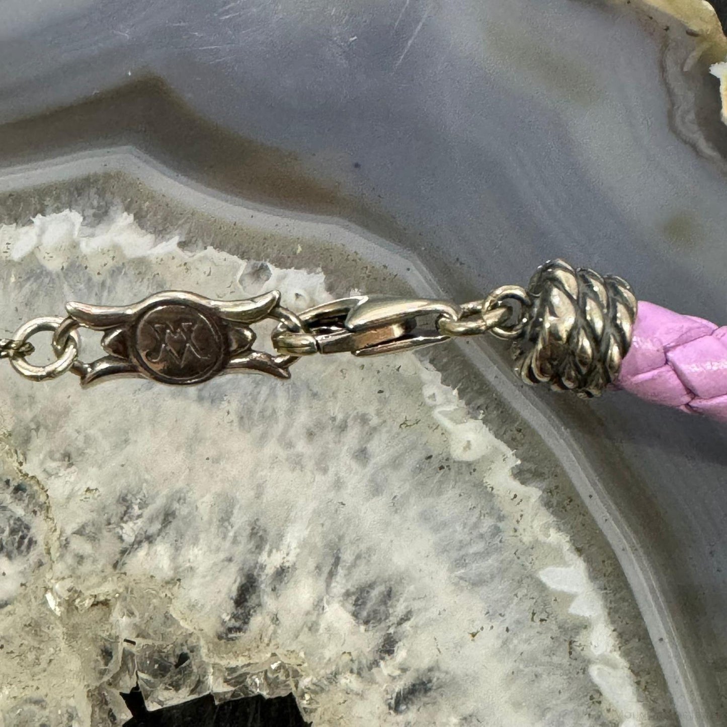 Carolyn Pollack Lilac Braided Leather Lobster Clasp Adjustable Unisex Necklace