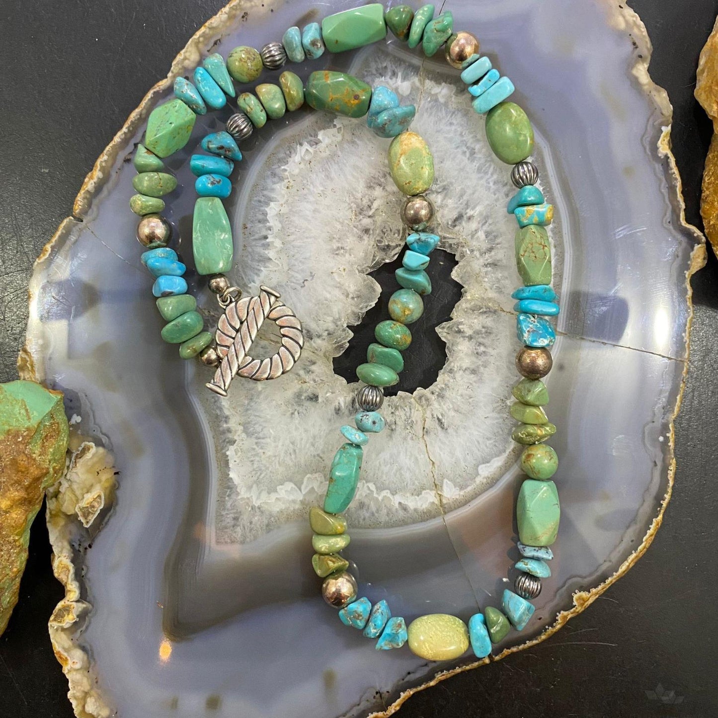 Carolyn Pollack Southwestern Style Sterling Silver Chunky Turquoise Necklace For Women