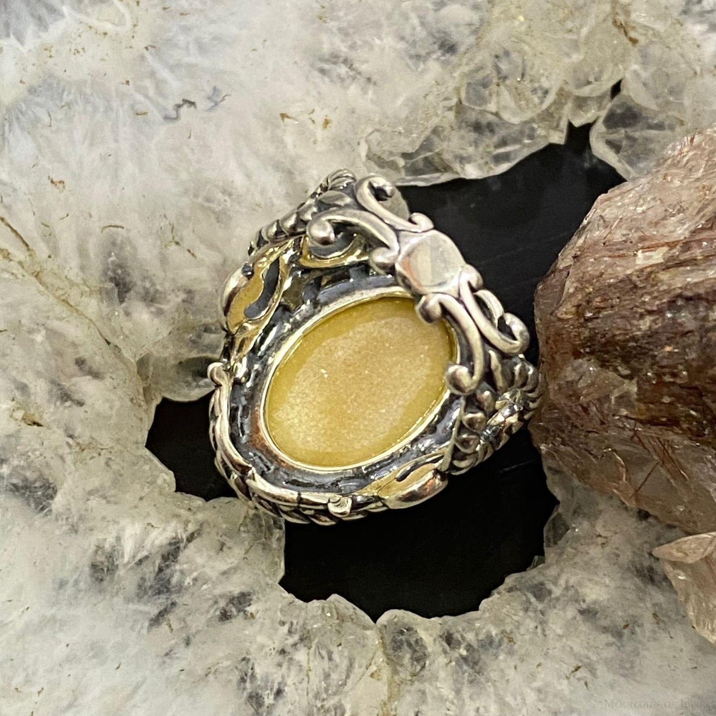 Carolyn Pollack Sterling Silver Oval Yellow Jasper Ring Size 5.5 For Women